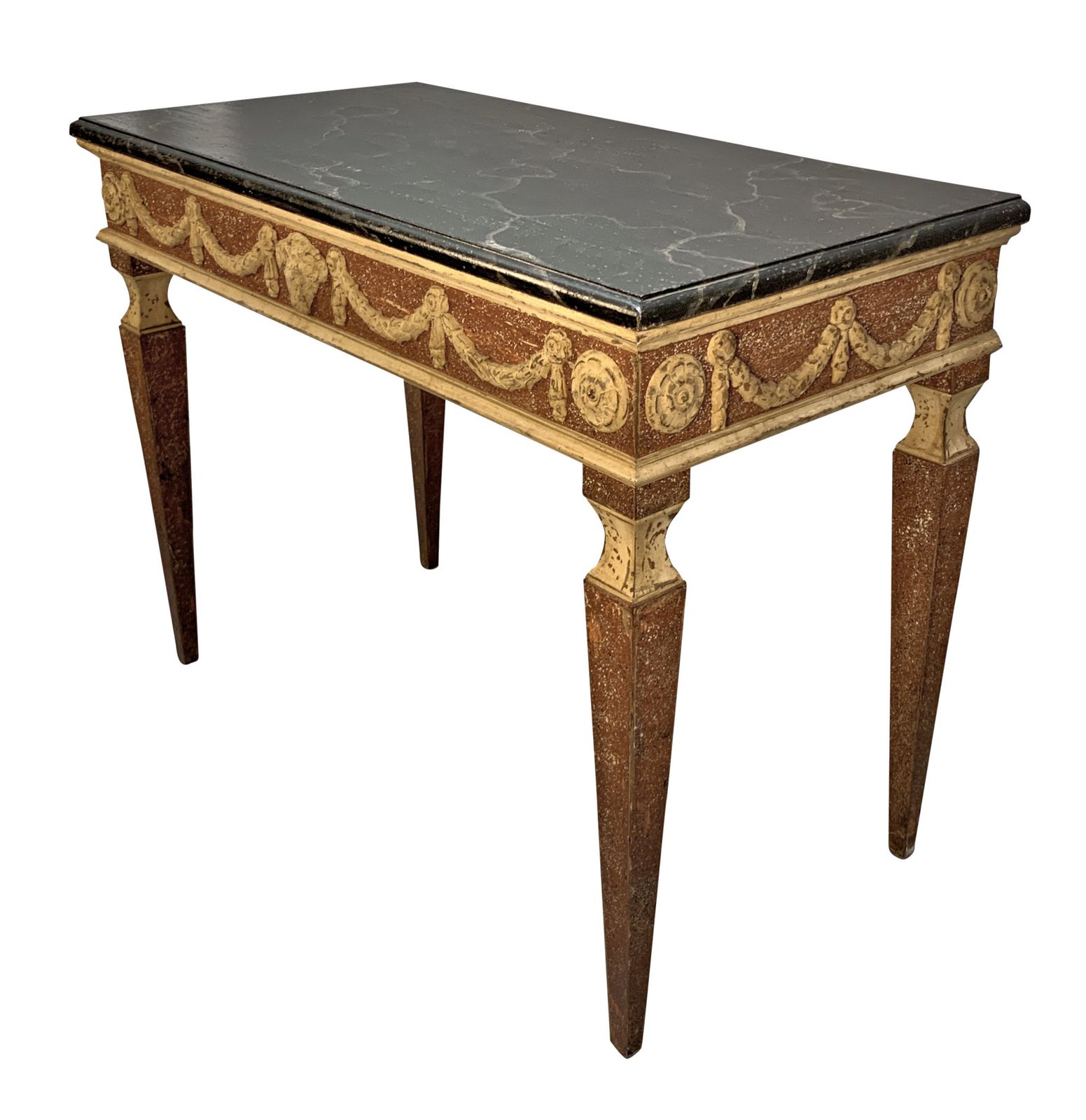 An XVIII Century Italian Neo Classical Faux Porphyry & Marble Console Table photo furniture