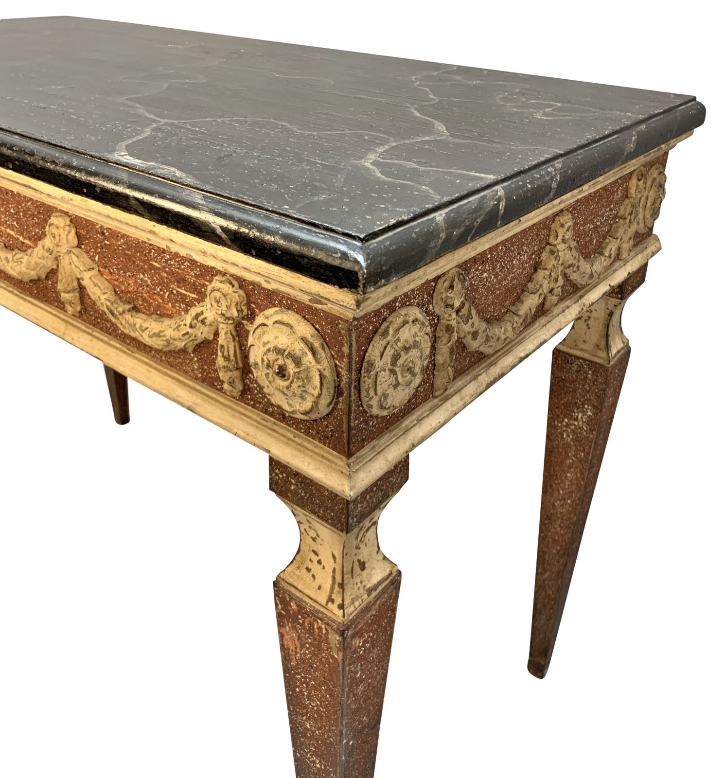 An XVIII Century Italian Neo Classical Faux Porphyry & Marble Console Table photo Furniture