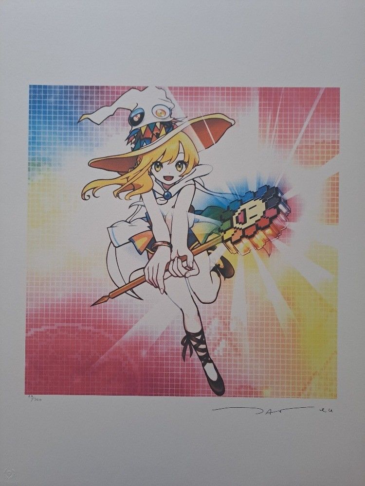 Murakami Takashi Signed Girl In A Hat  Certificate photo furniture