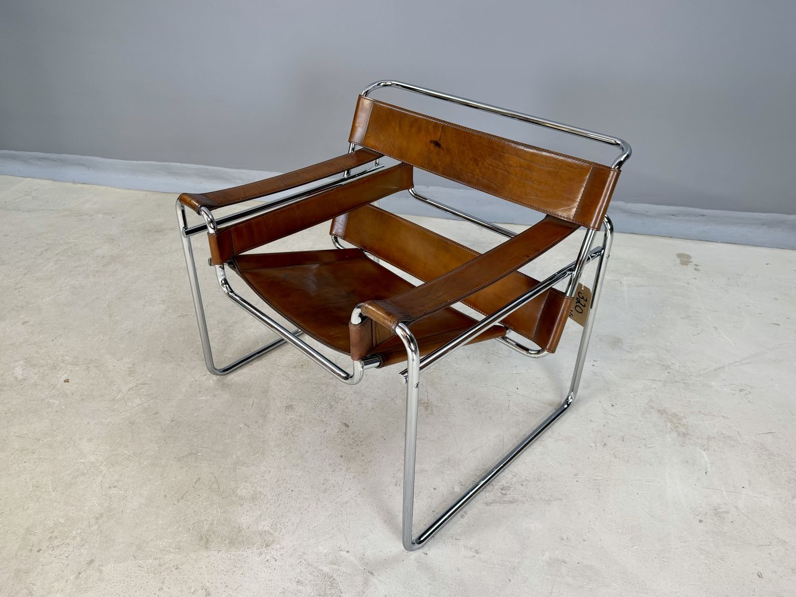 Wassily B3 Chair. Pair. By Gavina For Marcel Breuer. Brown Tan Leather And Chrome Bauhaus Lounge Club Accent Chairs photo furniture