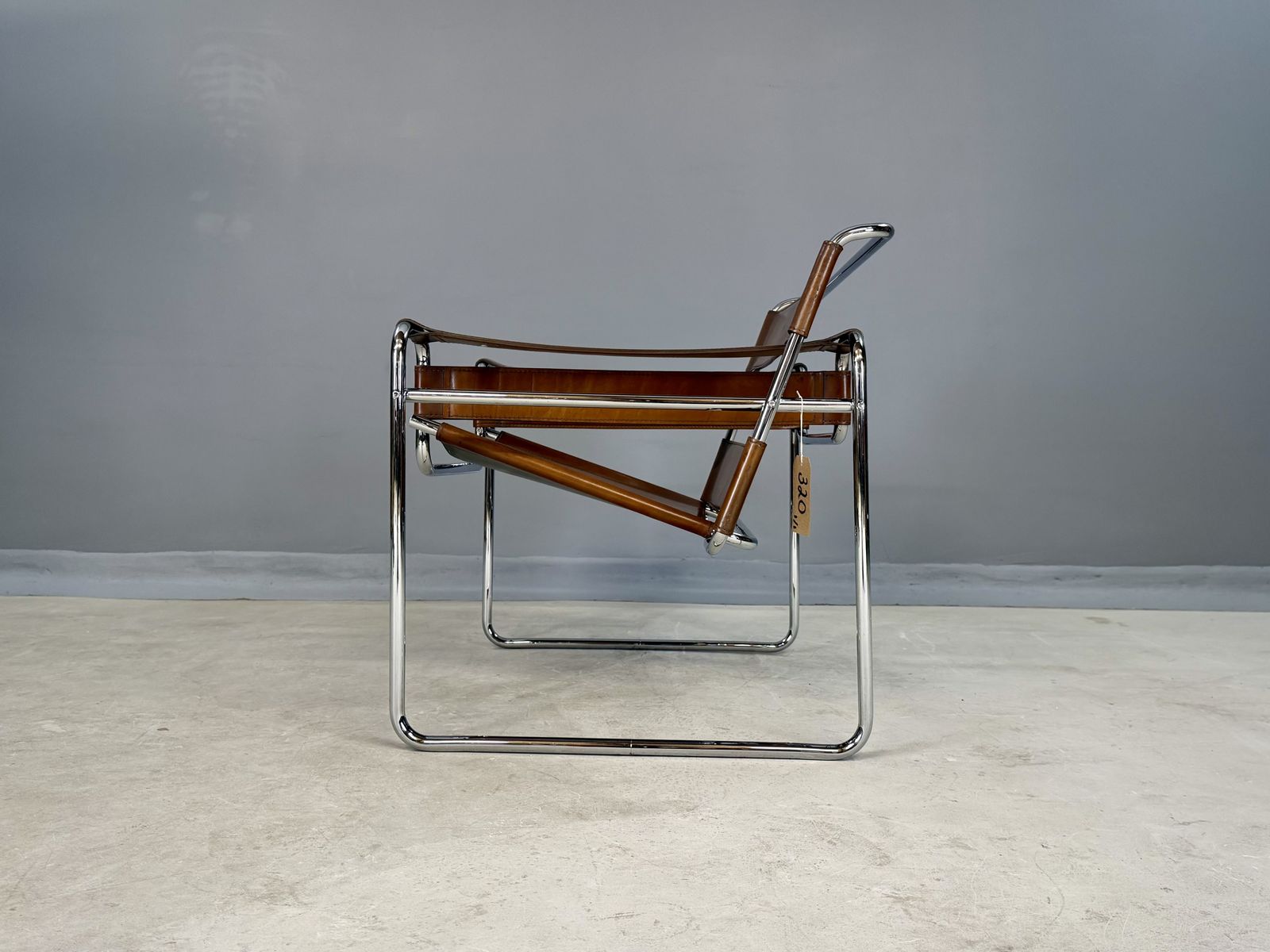 Wassily B3 Chair. Pair. By Gavina For Marcel Breuer. Brown Tan Leather And Chrome Bauhaus Lounge Club Accent Chairs photo 2499.0