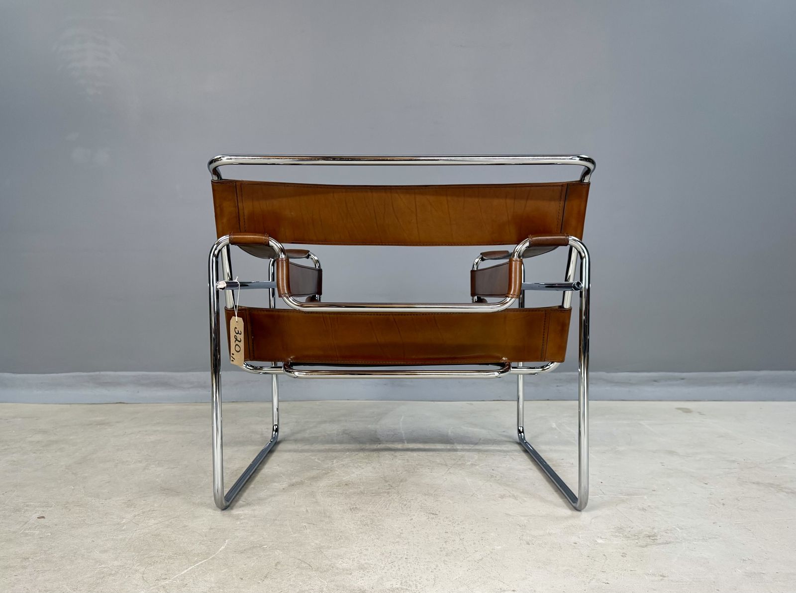 photo furniture Wassily B3 Chair. Pair. By Gavina For Marcel Breuer. Brown Tan Leather And Chrome Bauhaus Lounge Club Accent Chairs