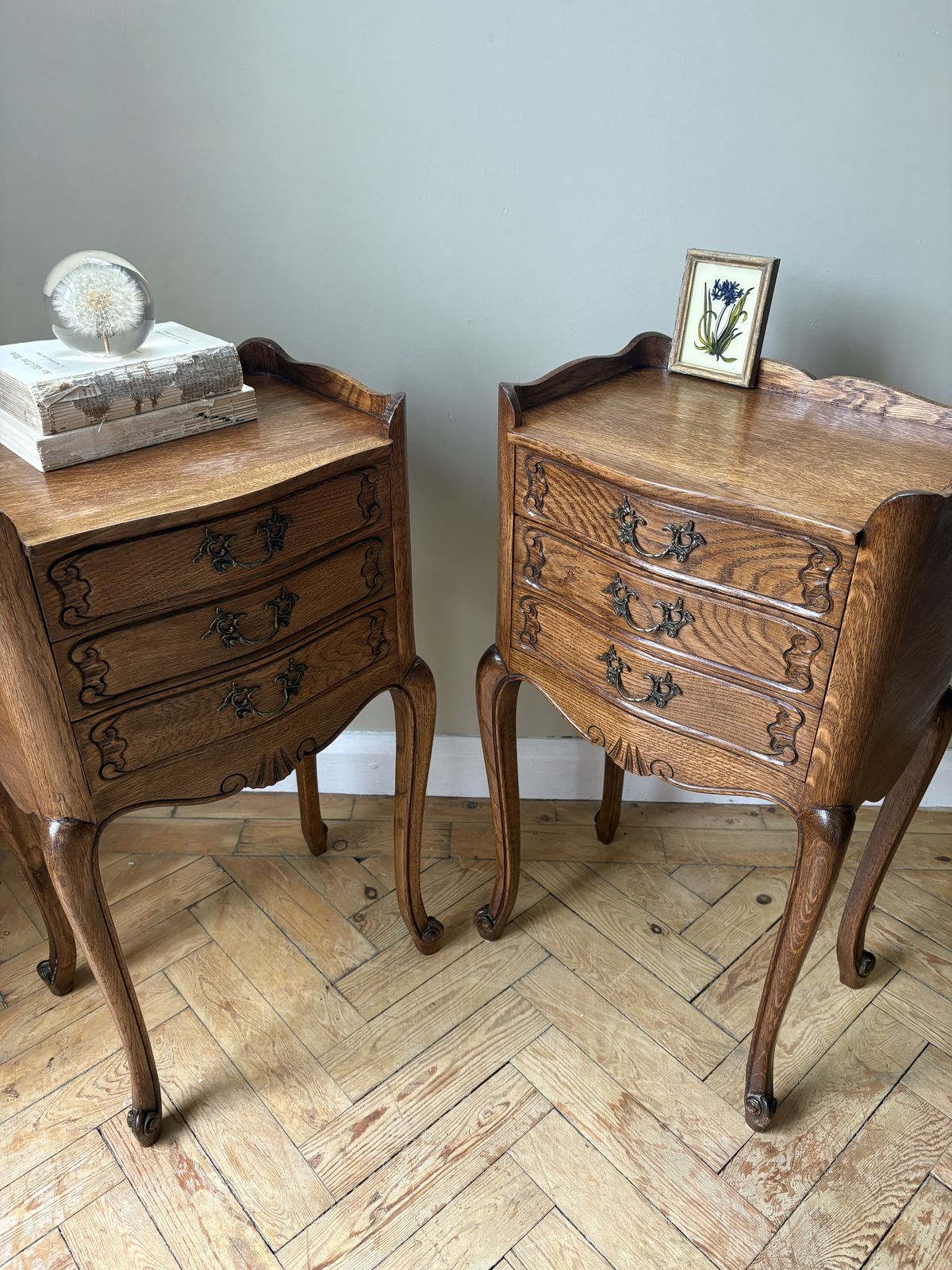 A Great Pair Of French Oak Bedside Tables. photo for sale