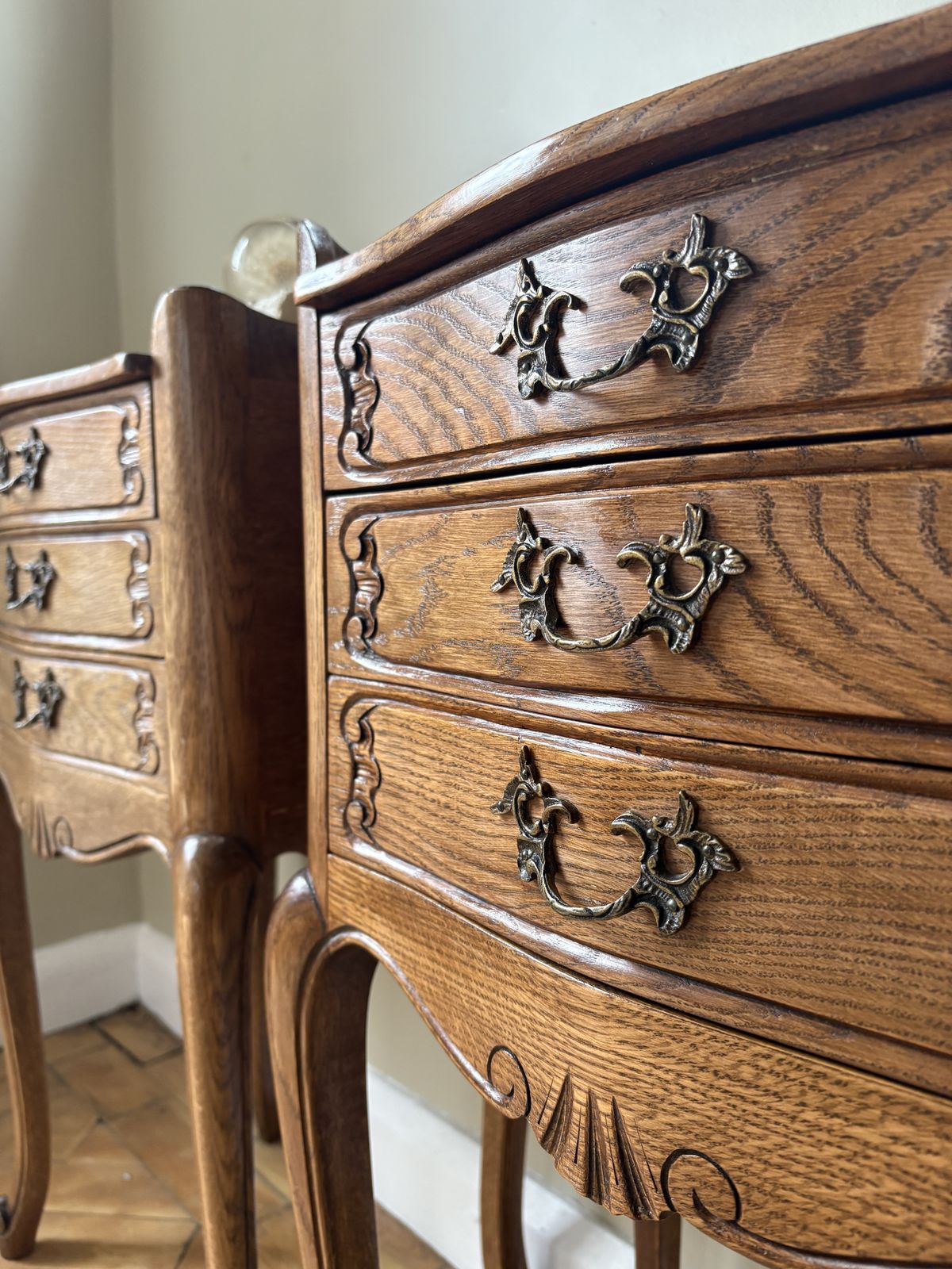A Great Pair Of French Oak Bedside Tables. photo 895.0