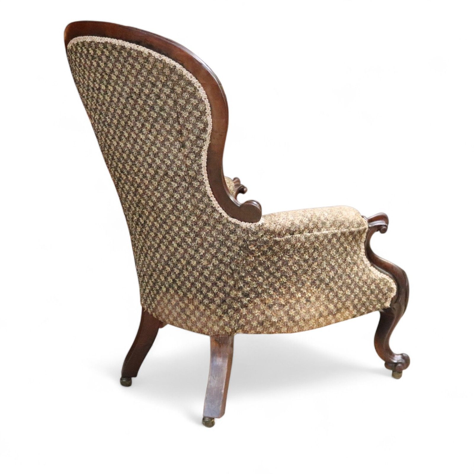 Furniture Victorian Antique Mahogany Spoon Back Armchair / Library Chair photo