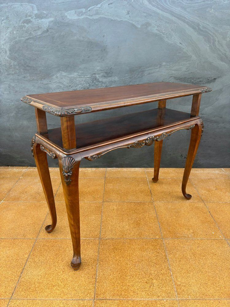 French Louis XV Style Carved Console Table With Cabriolé Legs, 1950 photo furniture