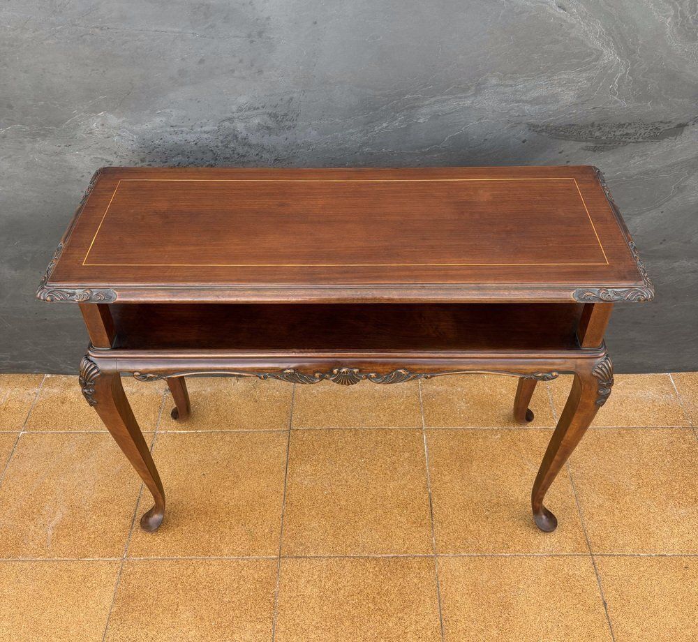 French Louis XV Style Carved Console Table With Cabriolé Legs, 1950 photo vinterior