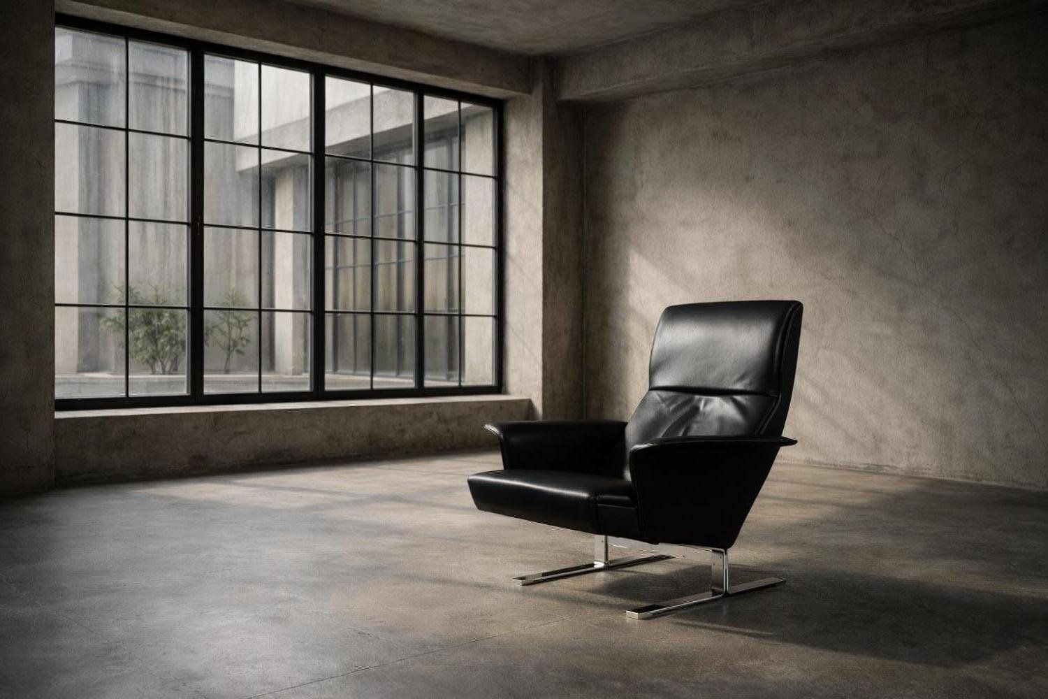 1927.0 Mid Century Modern Danish Black Leather Lounge Chair By Georg Thams For A/S Vejen Polstermöbelfabrik, 1960s photo