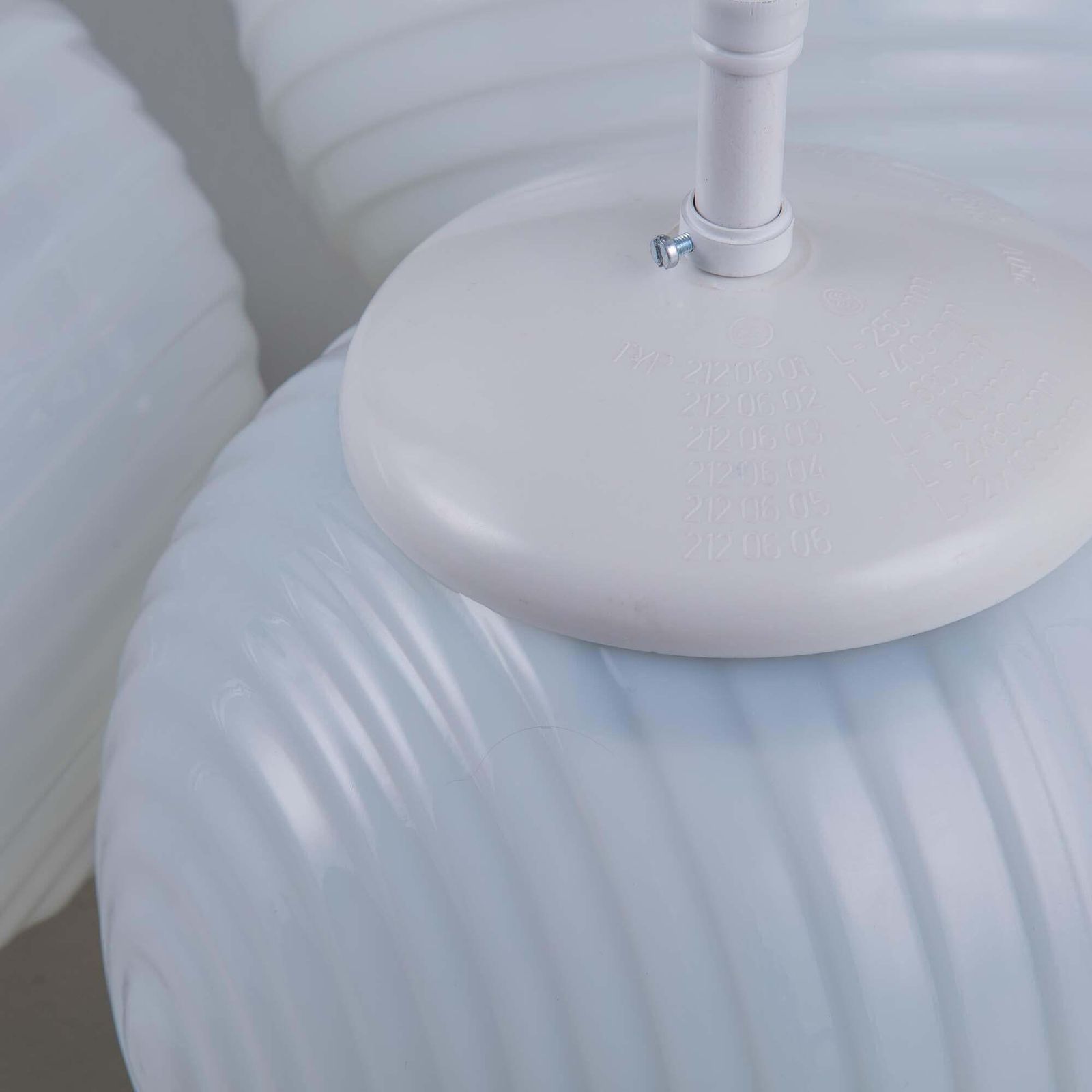 Small Ribbed Milk Glass Pendant Lights, Czechoslovakia, Mid 20th Century photo Lighting
