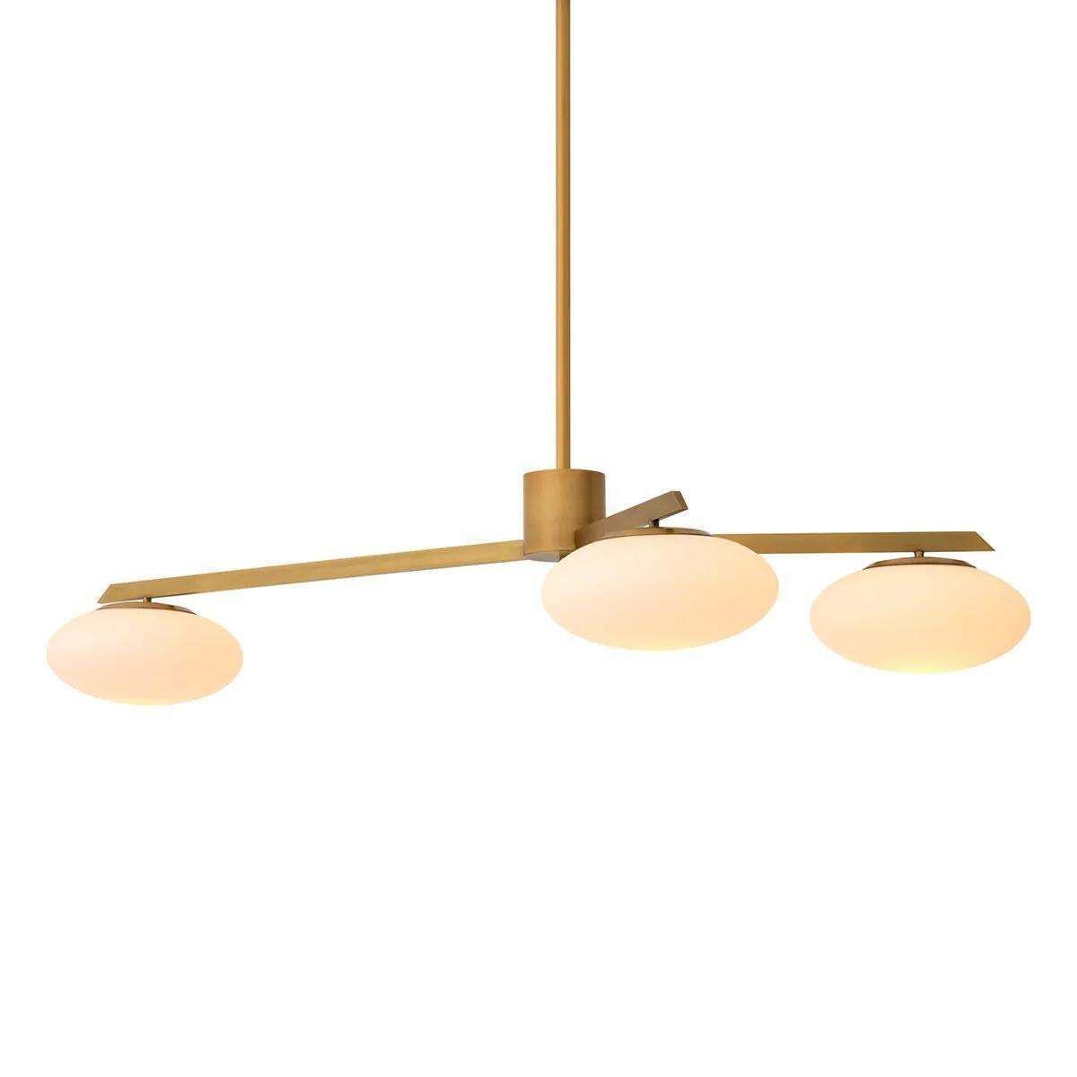 Small Modern Chandelier With Brass Finish And White Glass, 3 Lights photo furniture