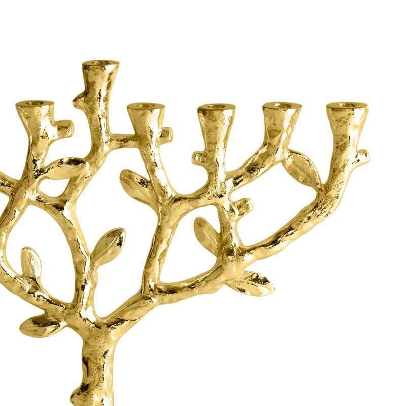 Contemporary Gold Cast Metal Tree Of Life Menorah photo furniture