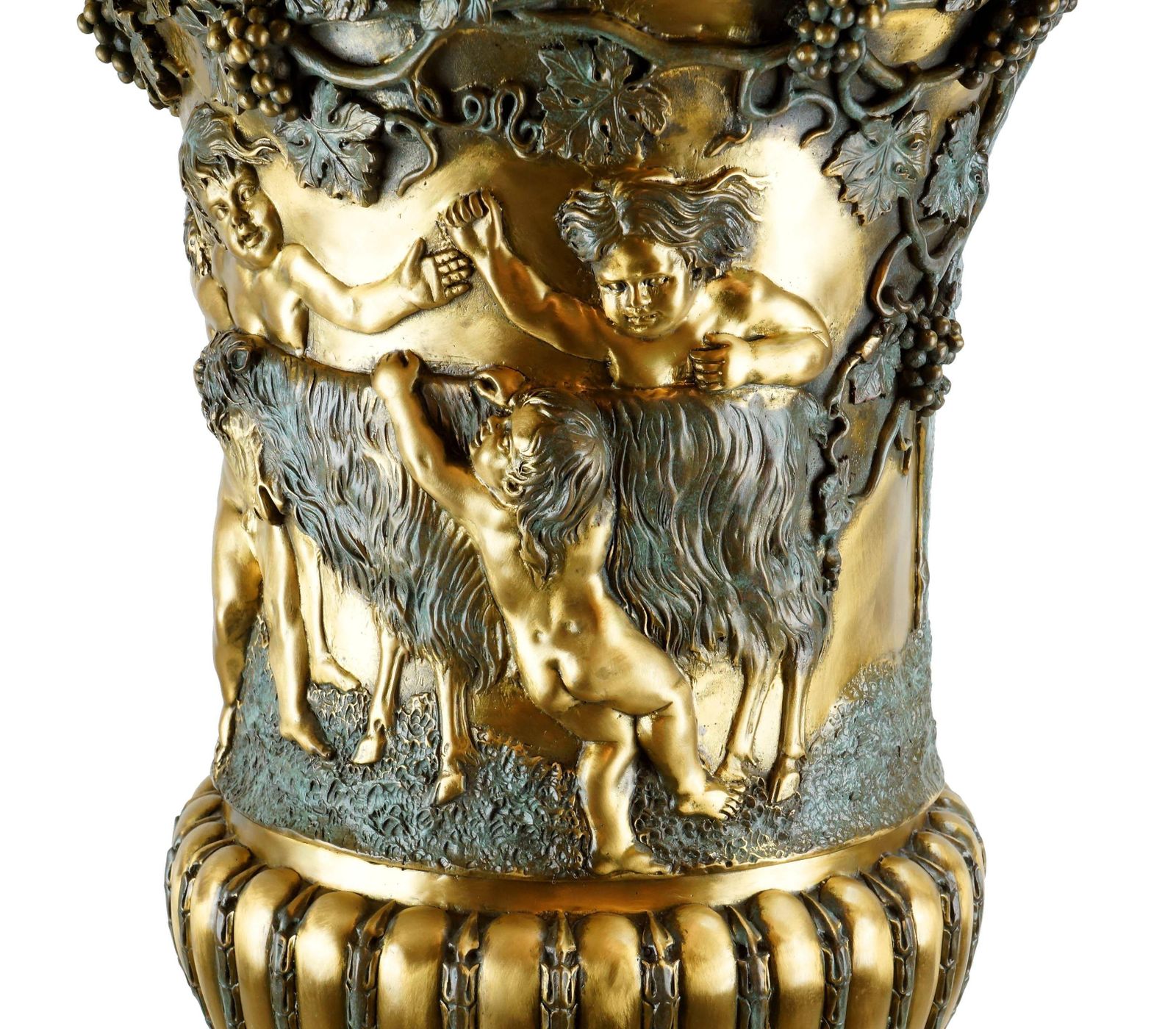 Tall Napoléon III Style Bronze Chalice Vase With Sculpted Reliefs photo for sale