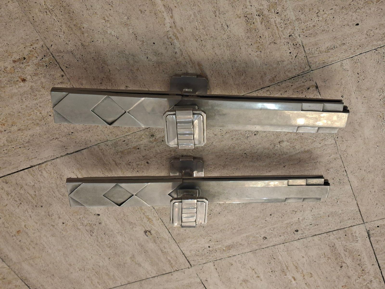 Pair Of Art Deco Silvered Bronze Door Handles photo for sale