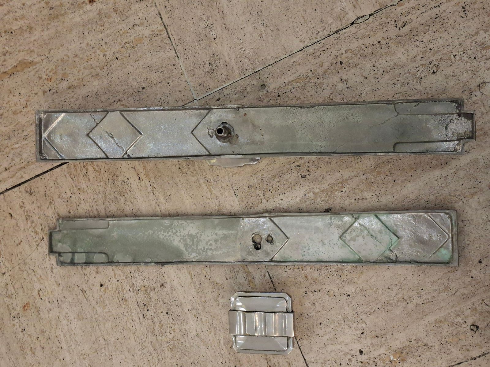 photo for sale Pair Of Art Deco Silvered Bronze Door Handles