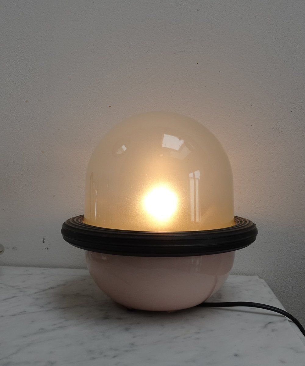 photo furniture Ufo Table Lamp In Glass And Metal Attributed To Sicme, Italy, 1980s