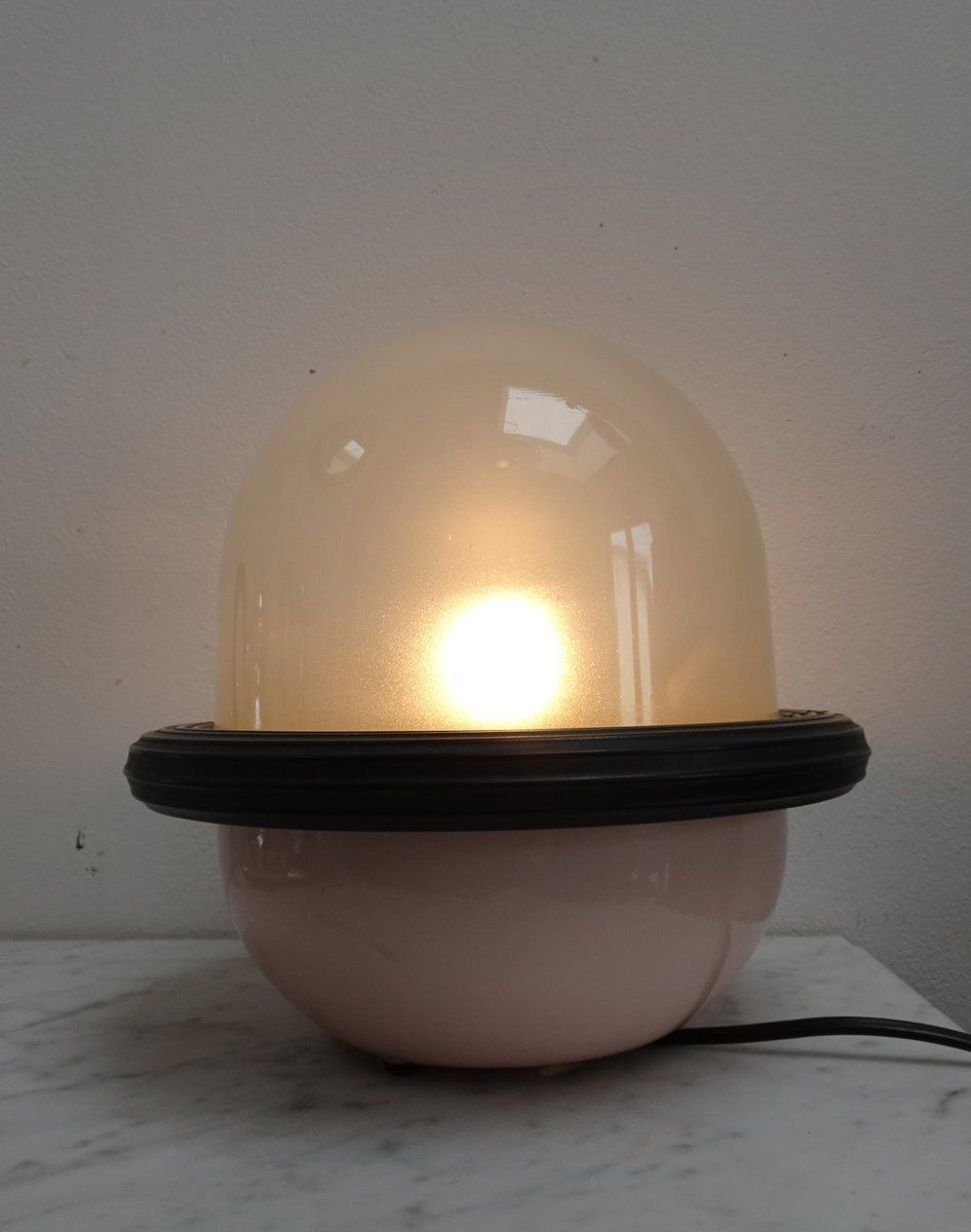 photo vinterior Ufo Table Lamp In Glass And Metal Attributed To Sicme, Italy, 1980s