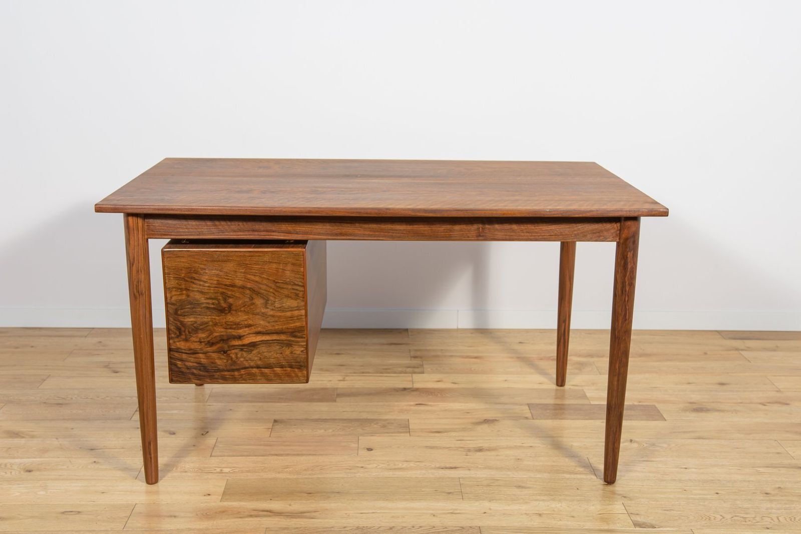 photo furniture Mid Century Walnut Freestanding Desk From Rosengren Hansen, Denmark, 1960s