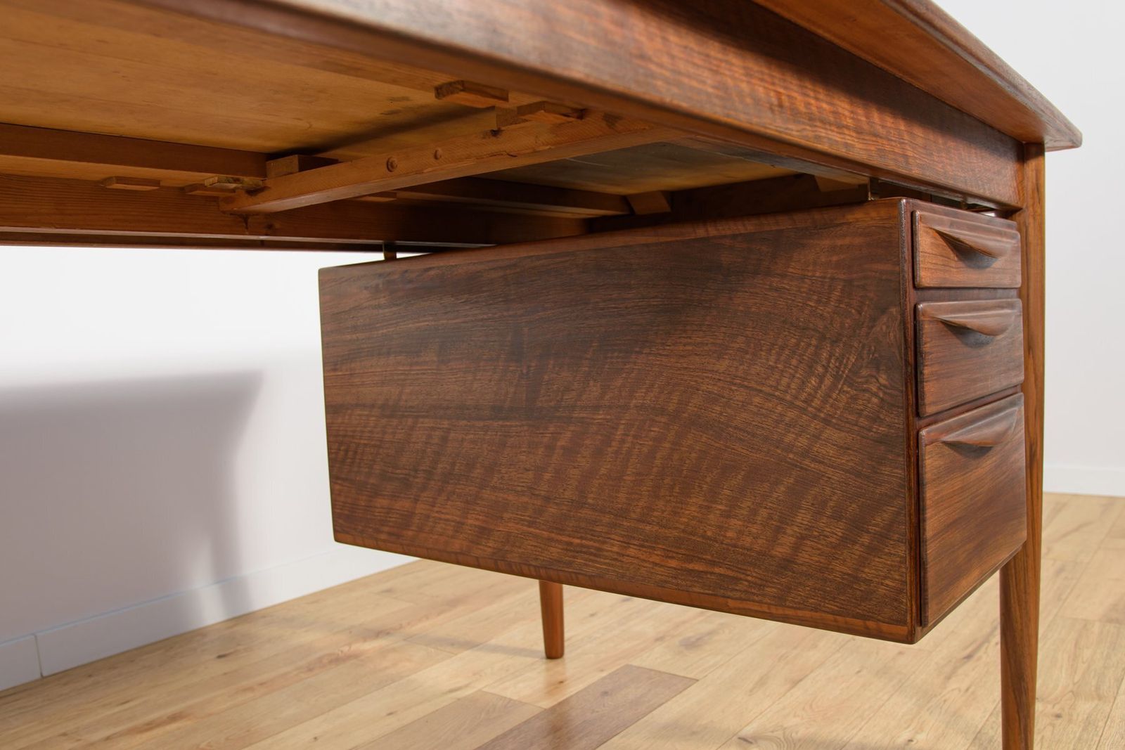 photo buy Mid Century Walnut Freestanding Desk From Rosengren Hansen, Denmark, 1960s