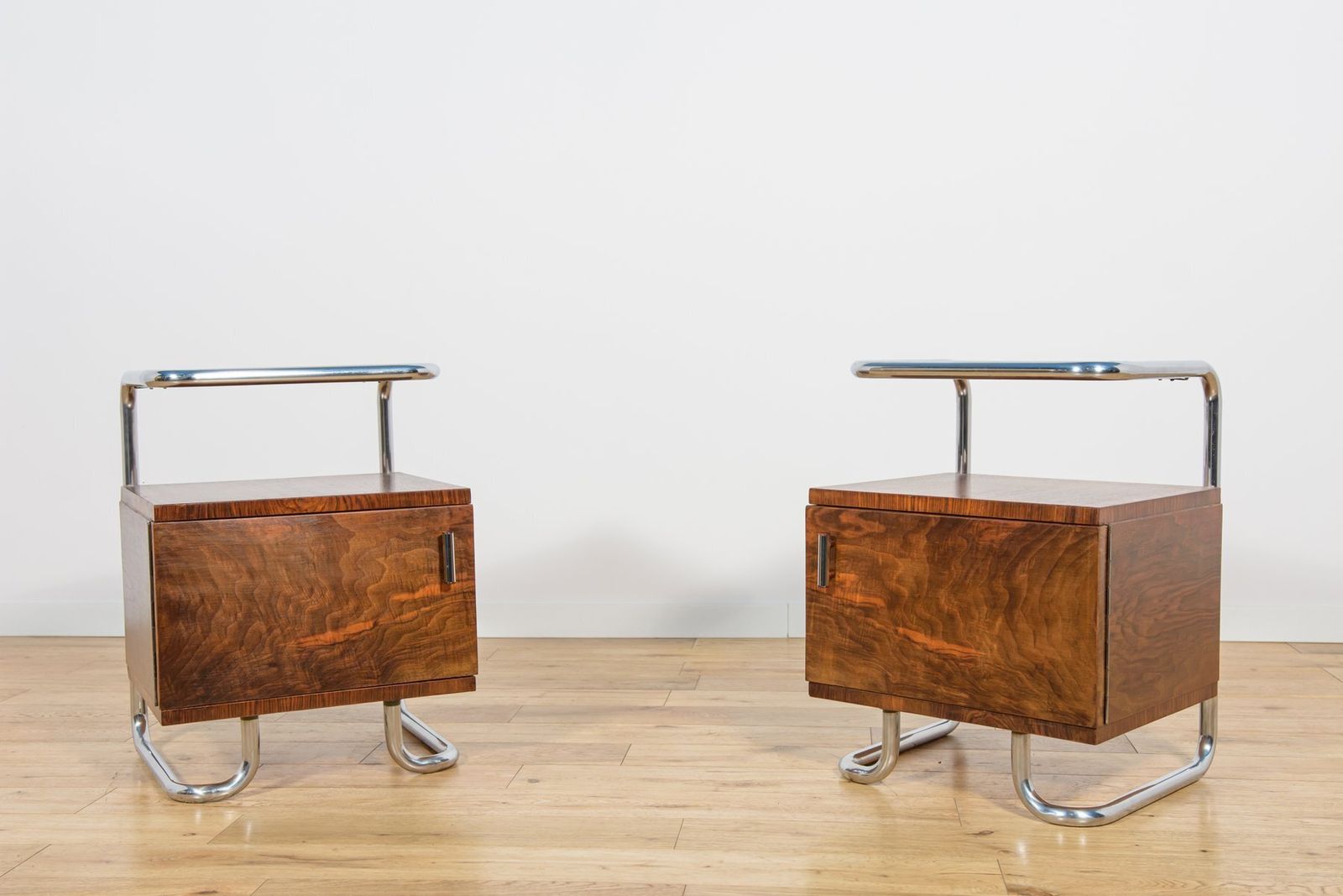 Mid Century Bauhaus Nightstands From Mücke Melder, Czechoslovakia, 1930s, Set Of 2 photo for sale