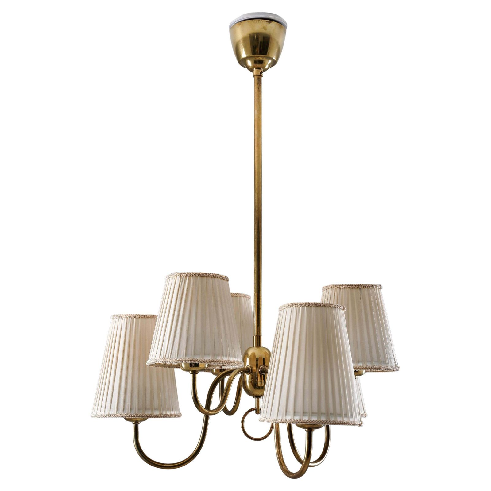 Swedish Modern Brass Chandelier