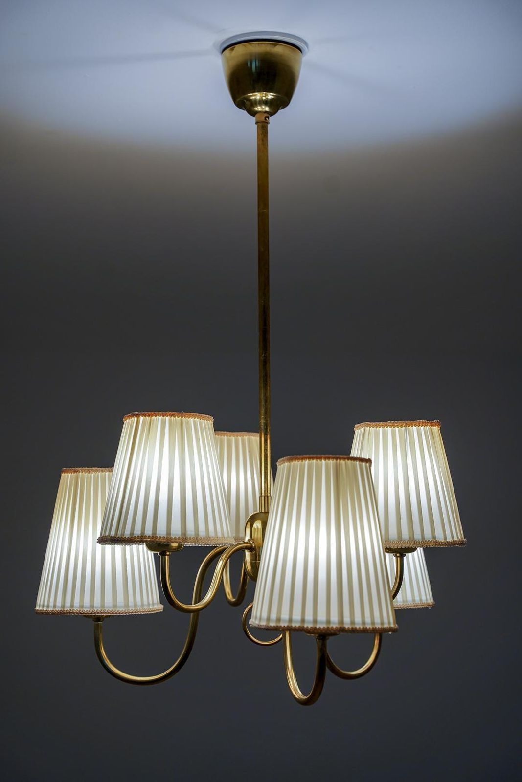 Swedish Modern Brass Chandelier photo for sale