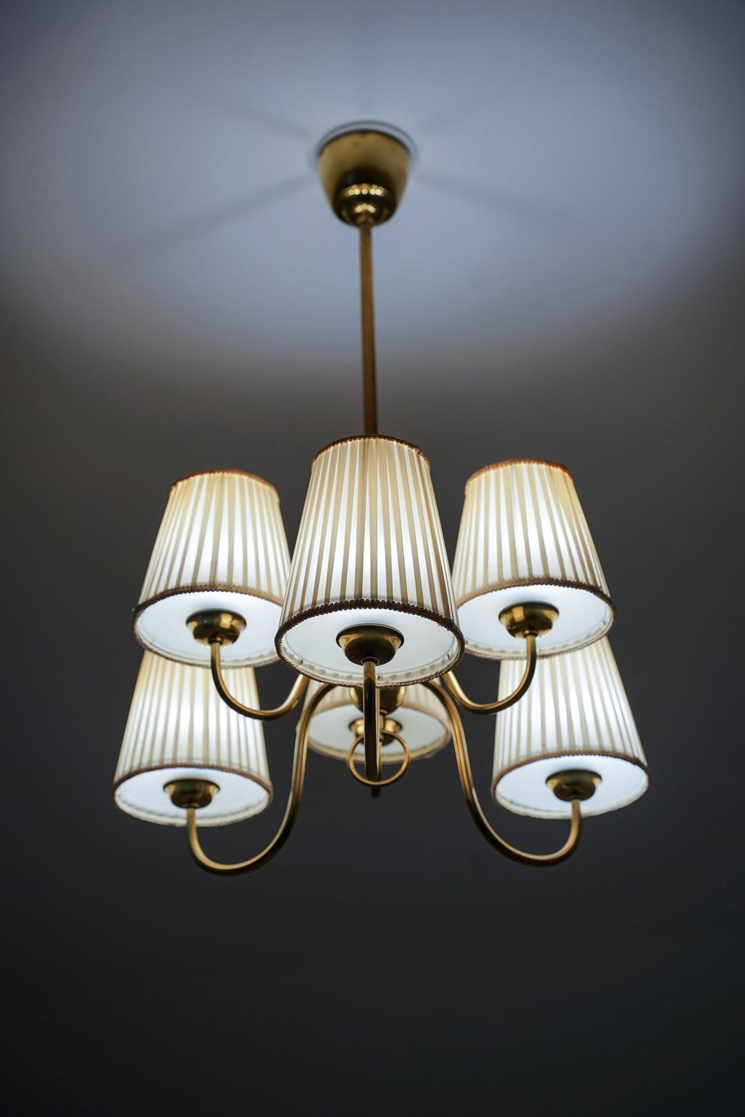 photo buy Swedish Modern Brass Chandelier