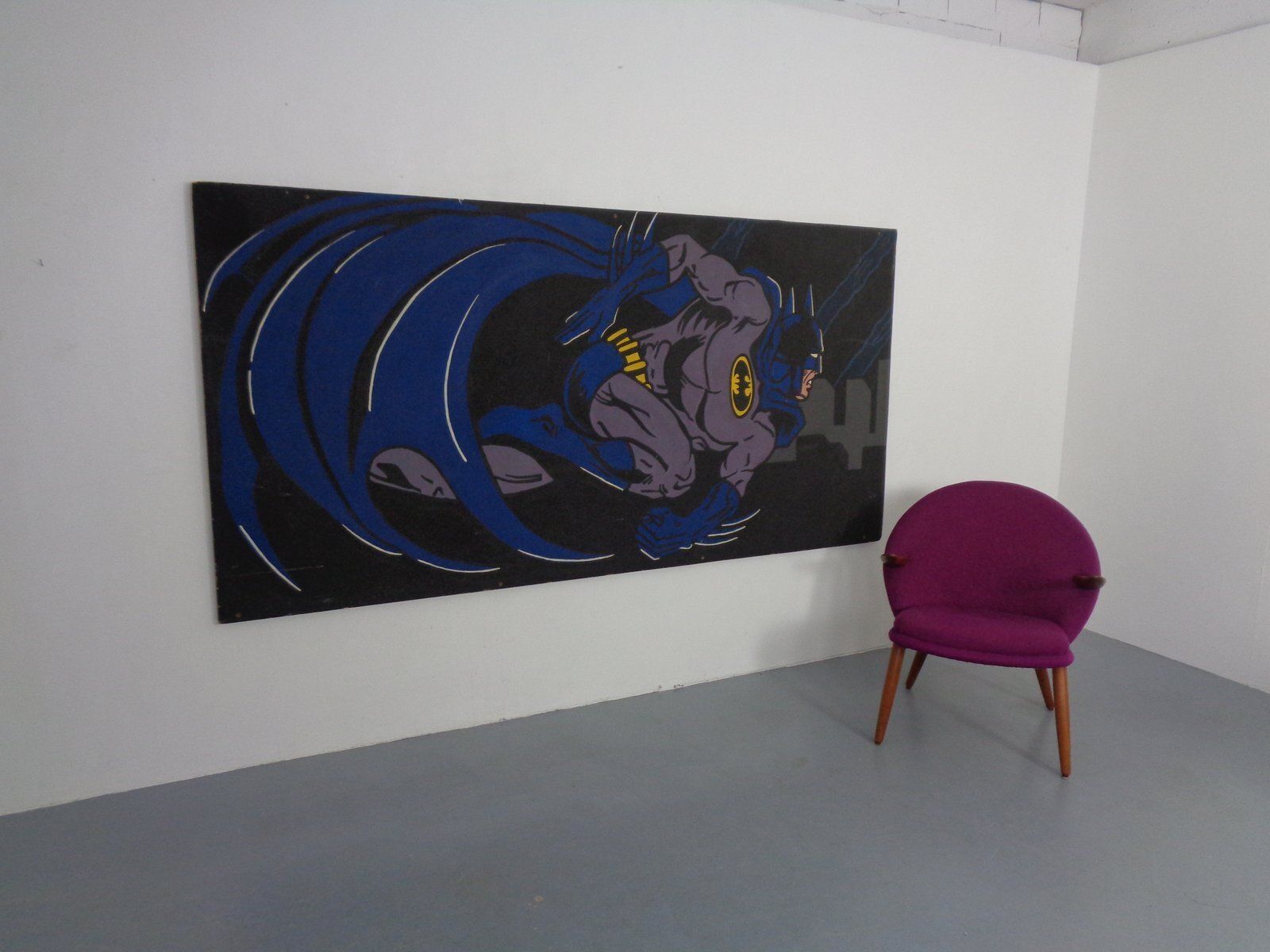 American Artist, Large Batman Street Art Image, Acrylic Painting On Hardboard, 1990s photo 1260.0