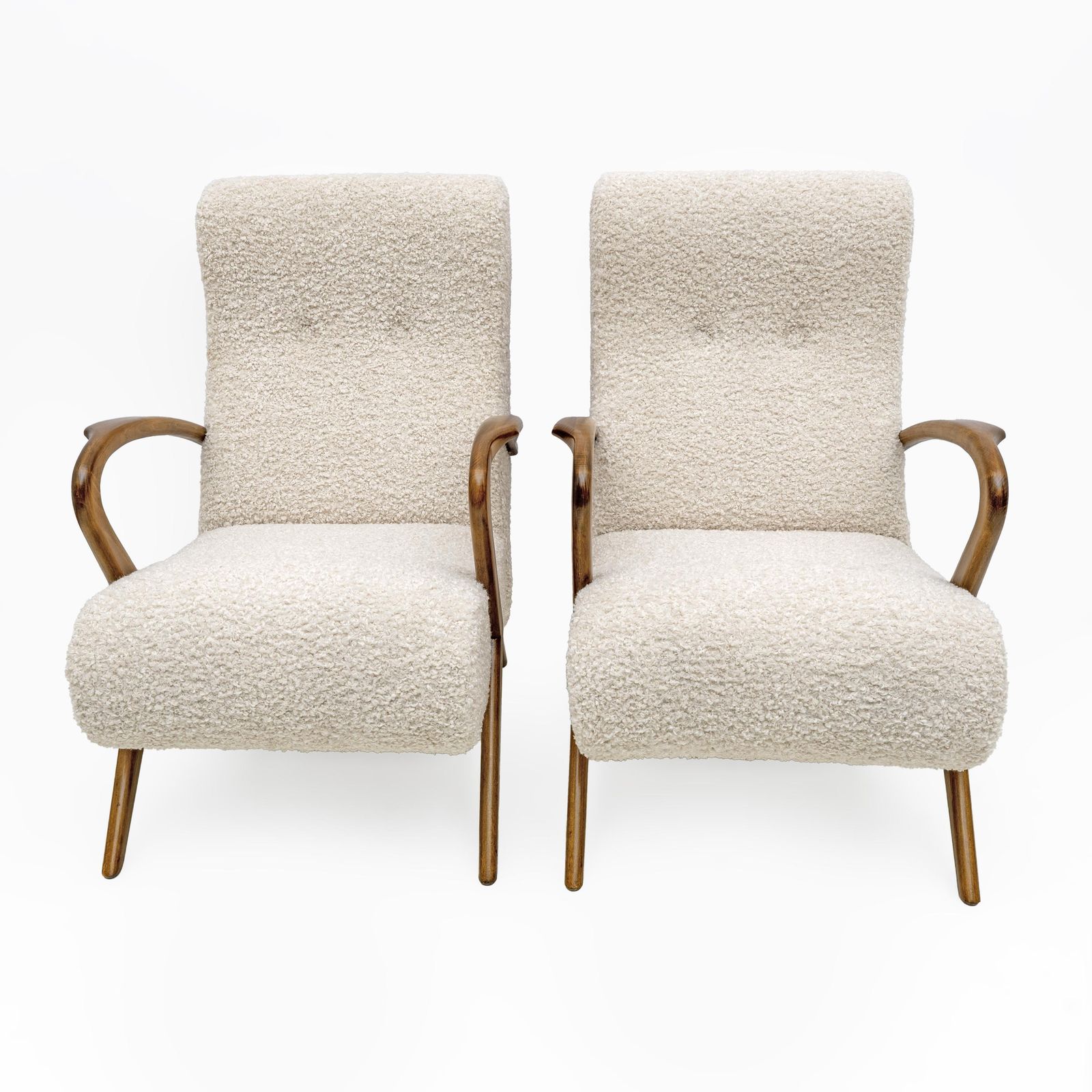 Attribute To Paolo Buffa Mid Century Modern Italian Bouclè Armchairs, Pair photo furniture