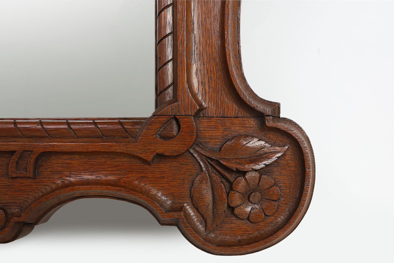 Baroque Oak Carved Wall Mirror, Belgium, 1900s photo 1413.0