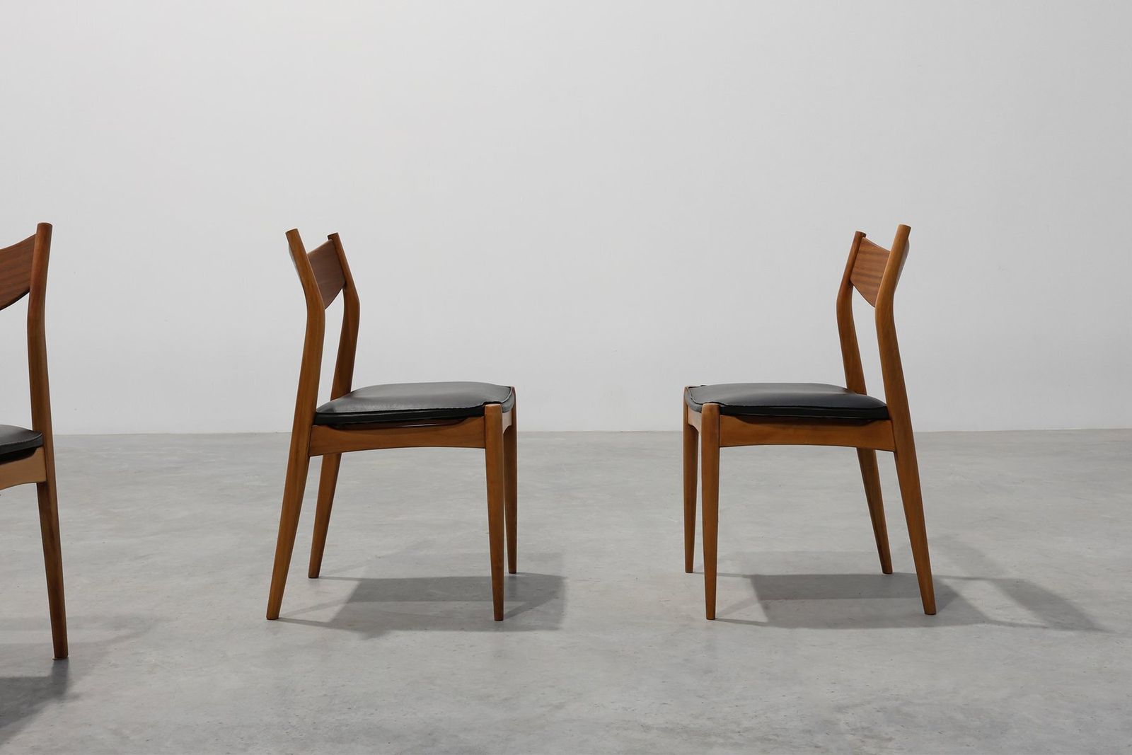 photo for sale Mid Century Modern Belgian Teak Dining Chairs, 1960s, Set Of 6