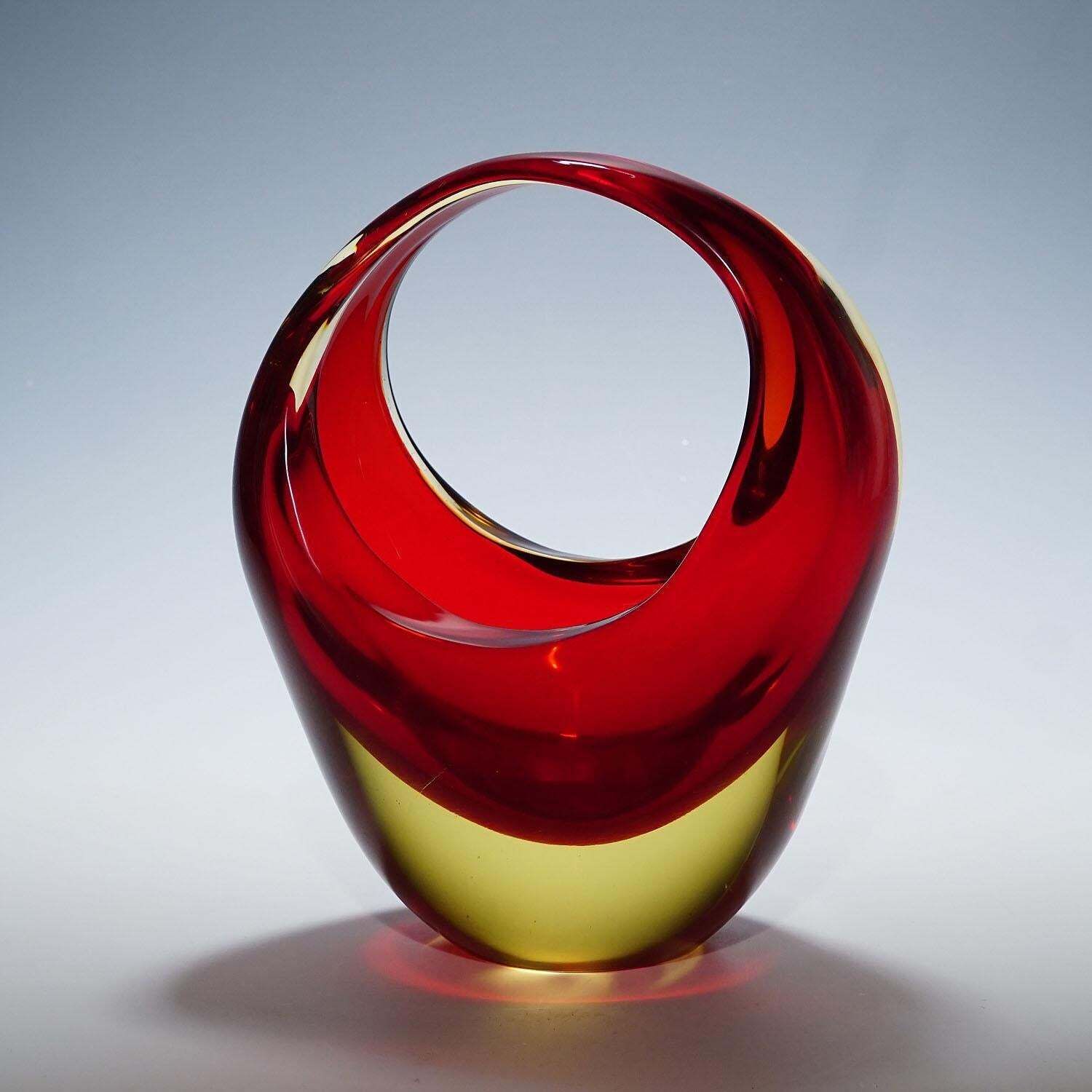 Bowl In Red Sommerso Glass, Flavio Poli For Seguso Murano 1950s photo furniture