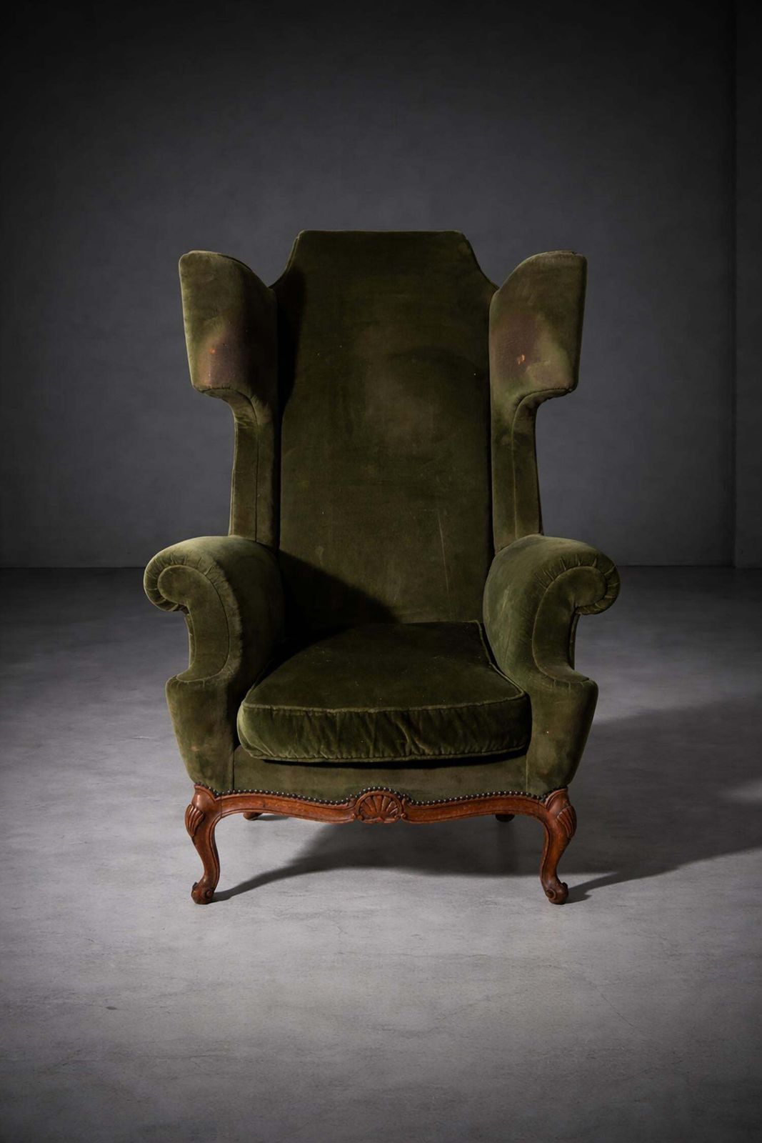 Antique Art Deco French Bergère Armchair In Original Green Velvet photo furniture