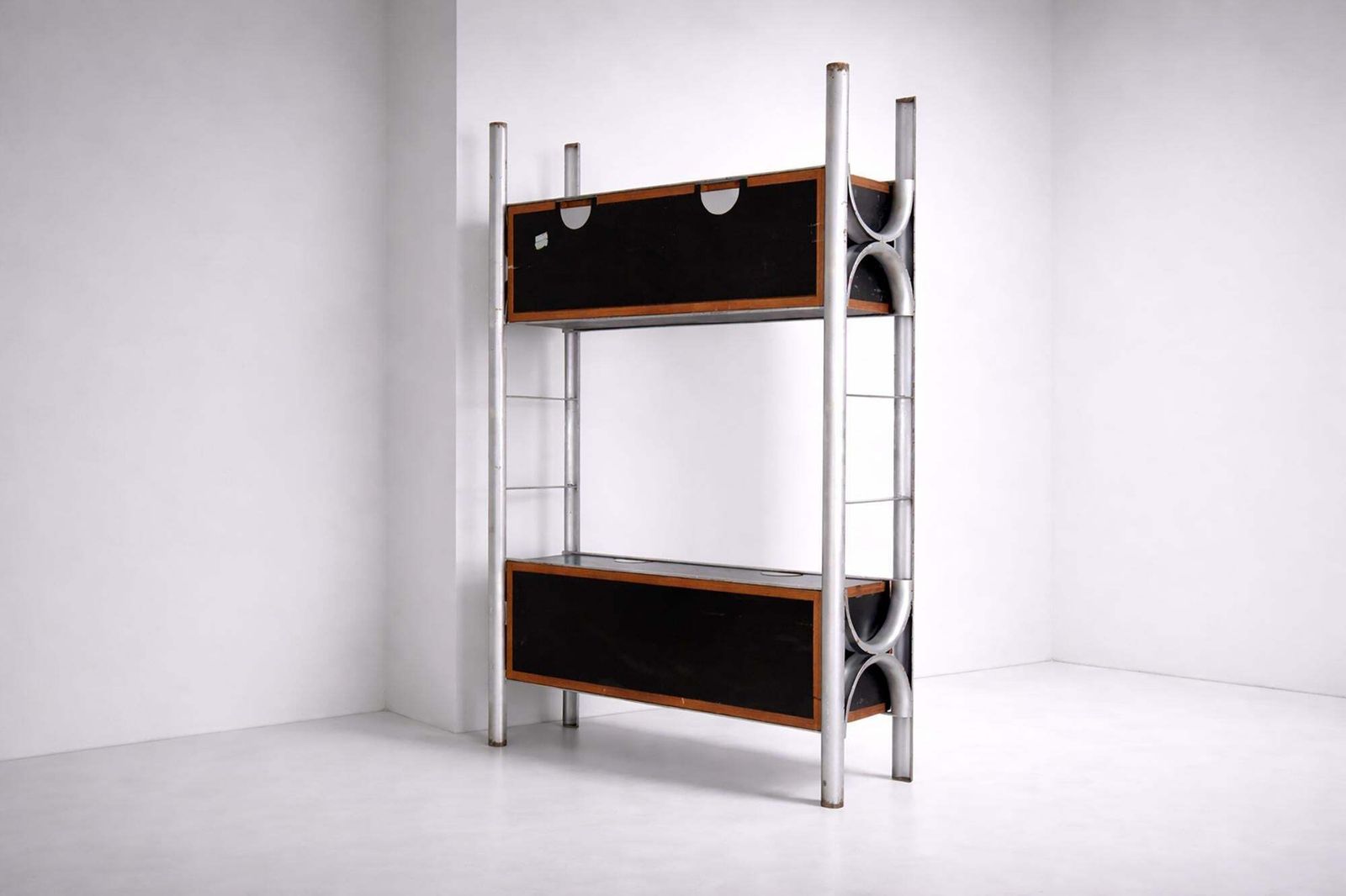 Furniture Italian Double Sided "Ferrotipi" Series Bookcase With Drop Front, Malacrida & Res photo