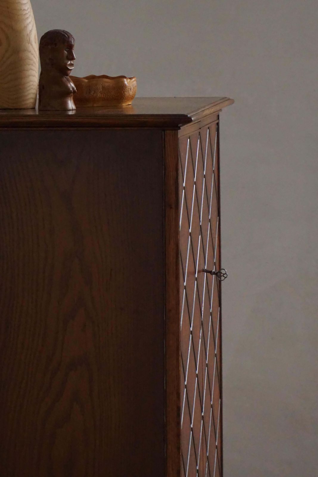 Swedish Grace, Geometric Cabinet In Oak, Thysells Möbler, Art Deco, 1940s photo for sale
