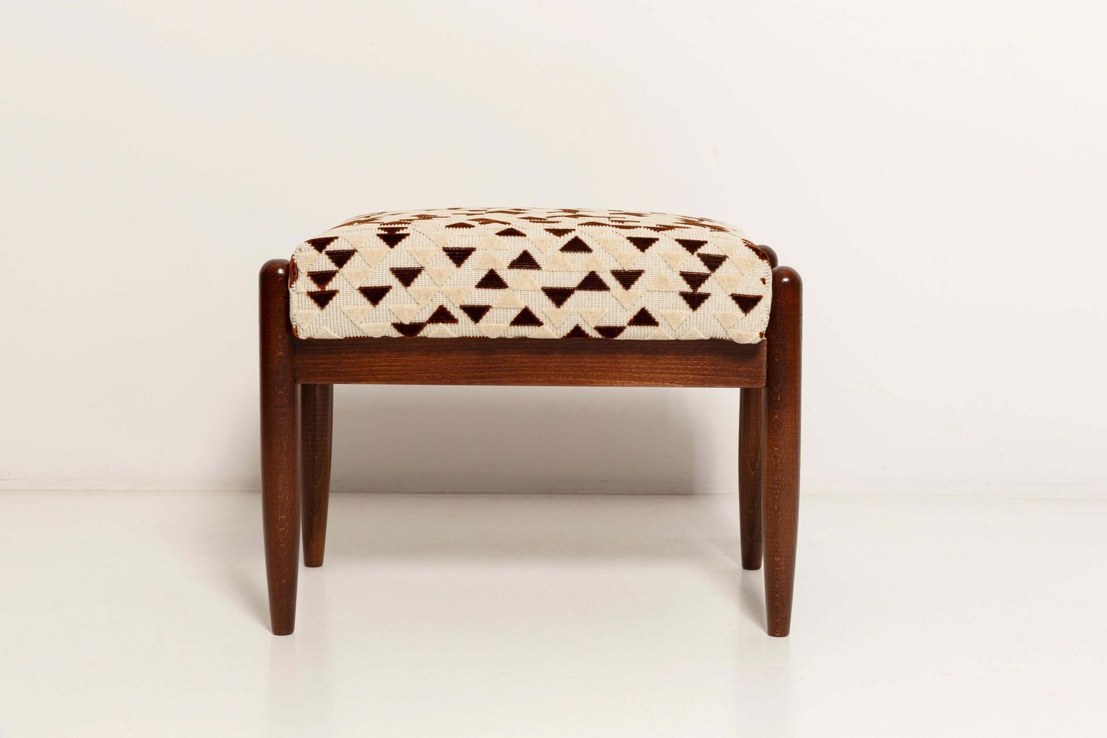 Two Mid Century Gfm Stools In Drawing Jacquard By Dedar, E. Homa, Europe, 1960s photo for sale