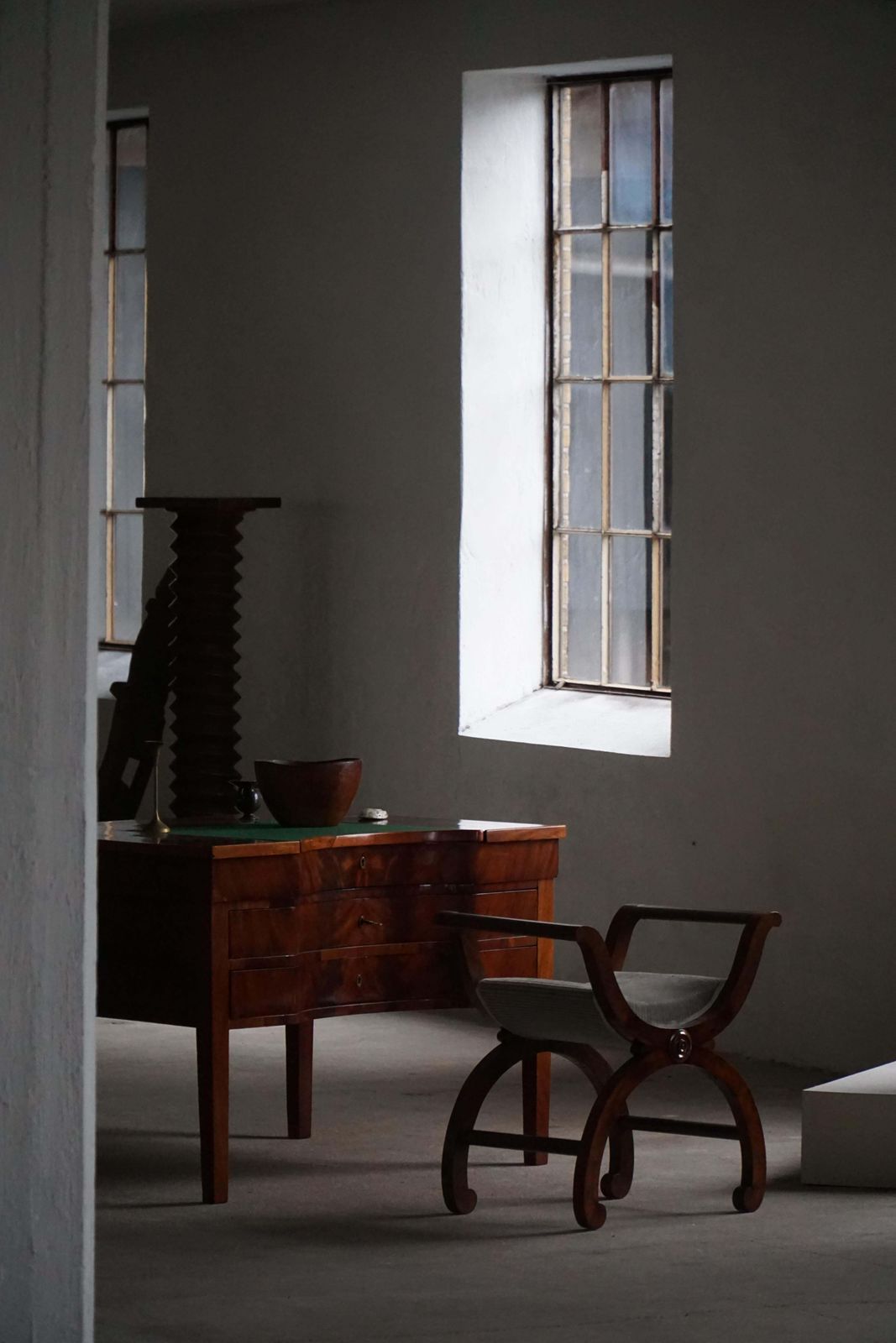 Danish Empire Style Piano Chair / Stool With Velvet Seat, Early 1900s photo vinterior