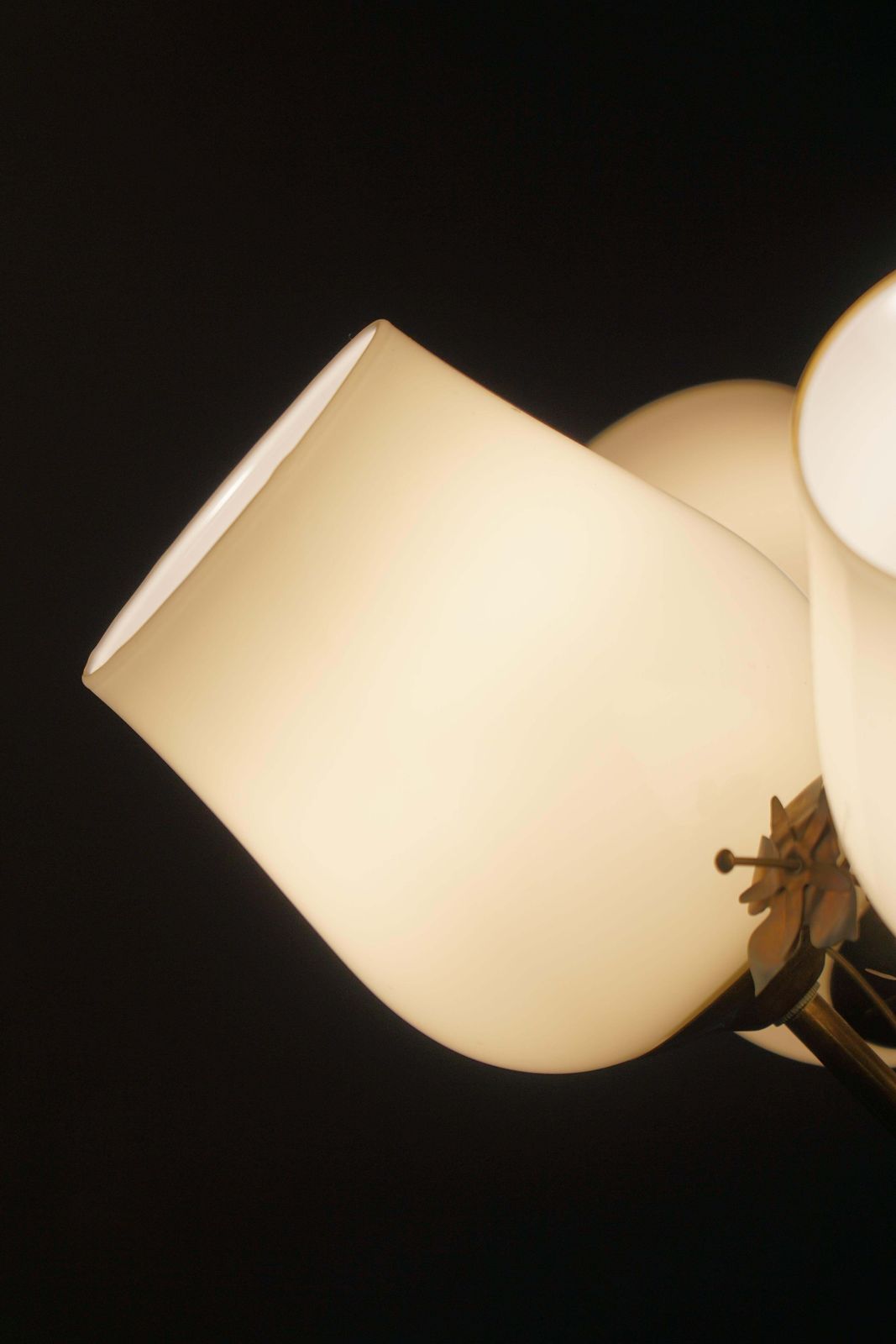 5 Arm Chandelier In Brass & Glass By Paavo Tynell For Idman Oy Finland, 1940s photo buy
