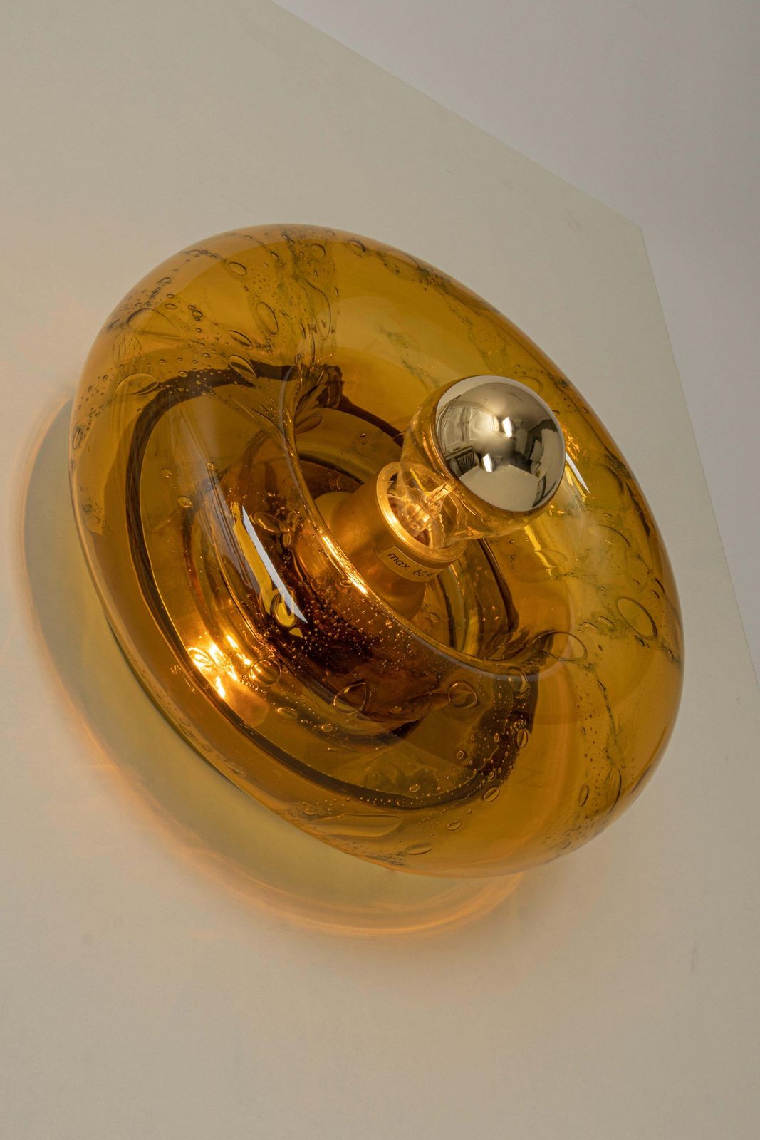 1 Of 6 Special Smoked Glass Wall Light Doughnut Shape By Doria, Germany, 1960s photo vintage