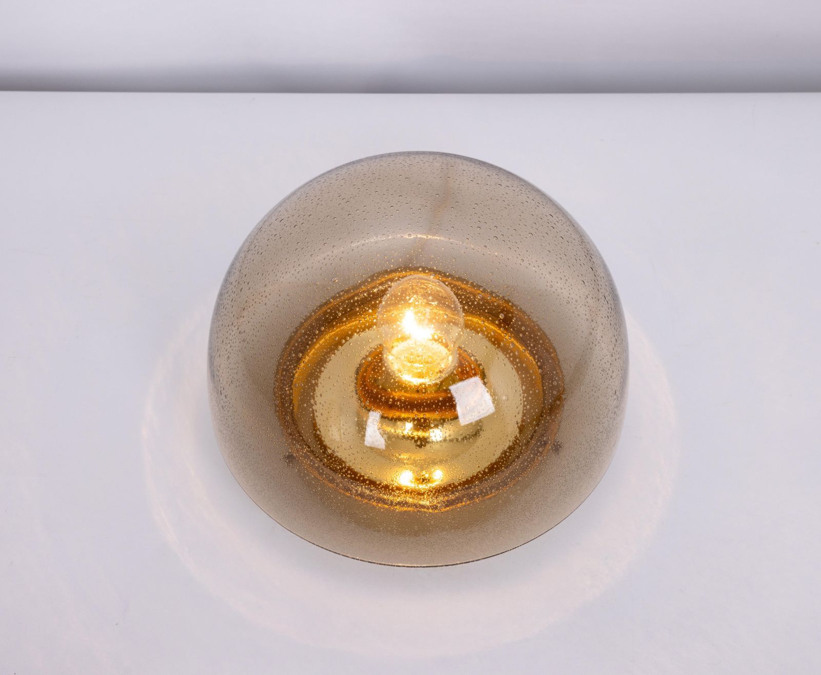 1 Of 4 Mid Century Flushmount Smoked Glass By Limburg, Germany, 1970s photo vintage