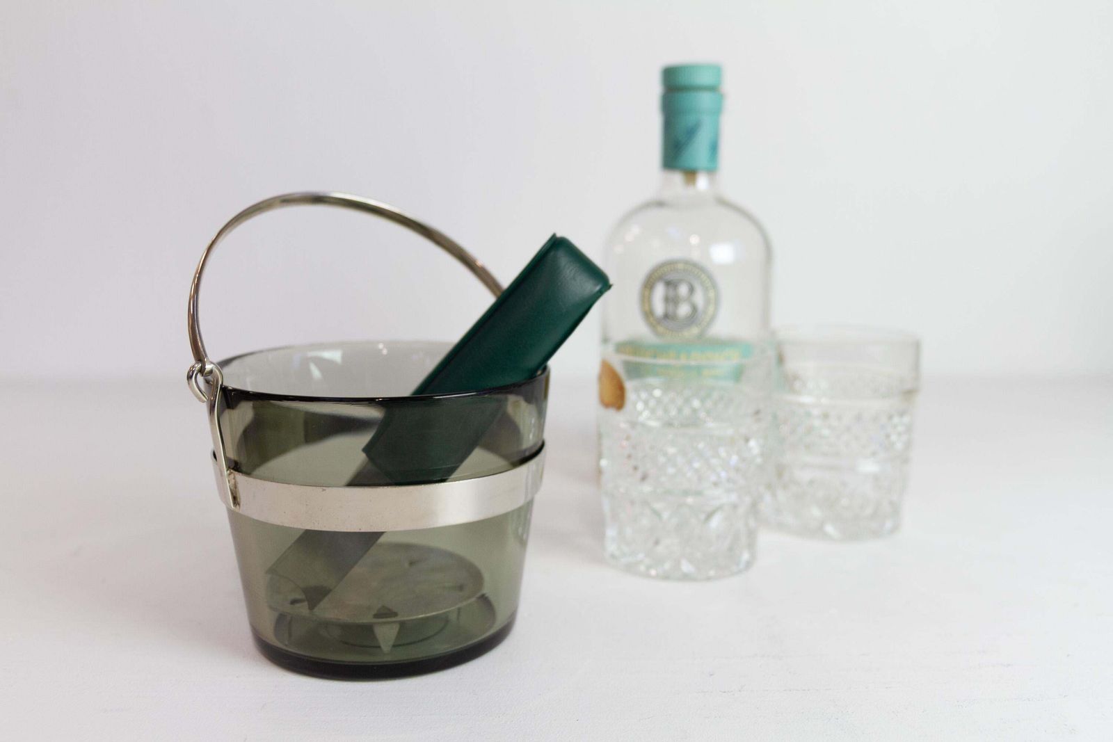 photo vinterior Swedish Glass Ice Bucket By Sven Palmqvist For Orrefors, 1960s.