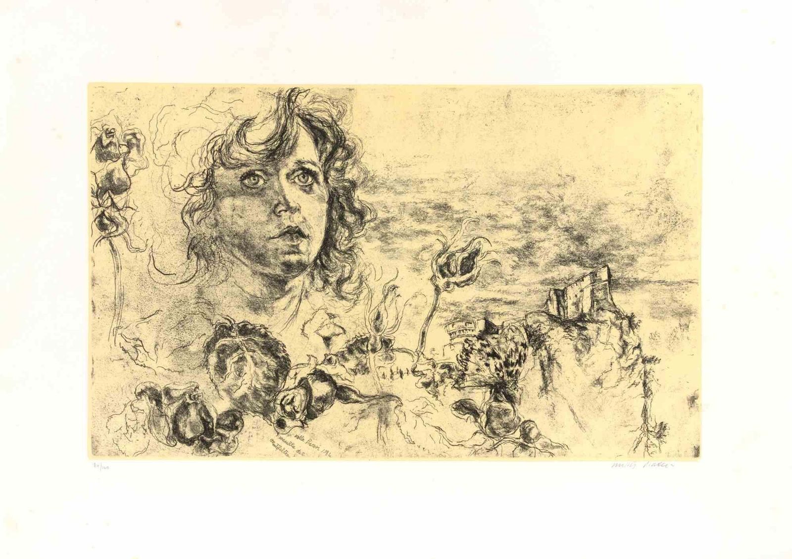 Walter Piacesimaiden Of Montefeltro   Etching By Walter Piacesi   1970s1970s