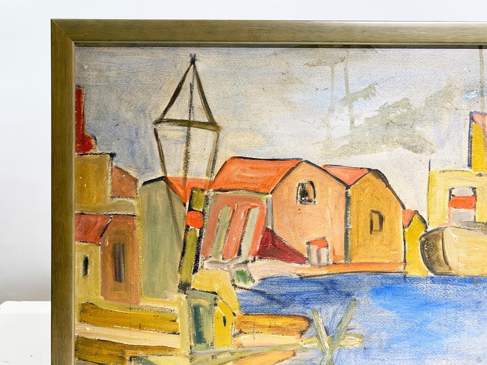 Mid Century French School Impressionist Harbor Scene Painting Signed "H. Michel" photo for sale
