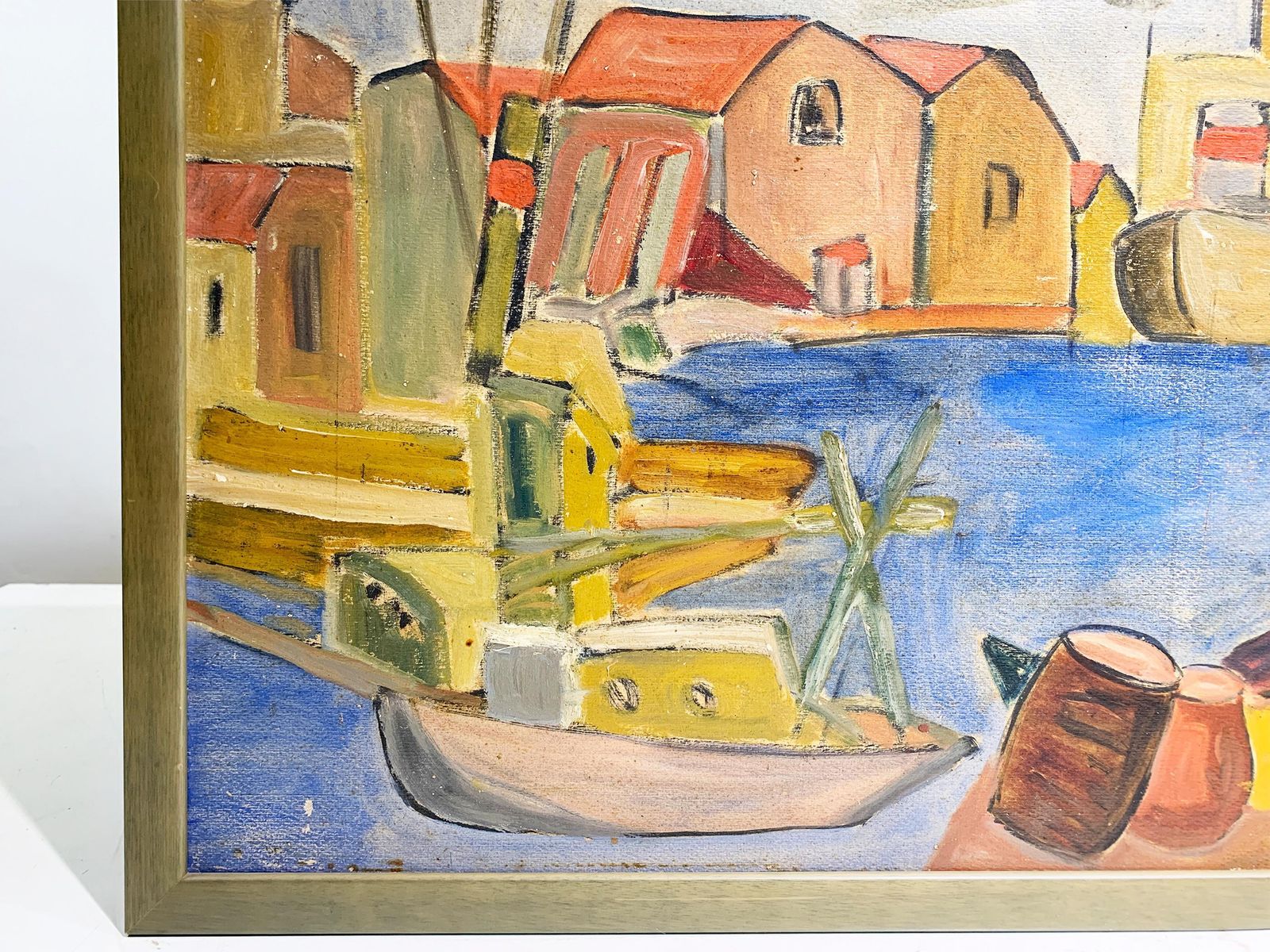 Mid Century French School Impressionist Harbor Scene Painting Signed "H. Michel" photo 1599.0