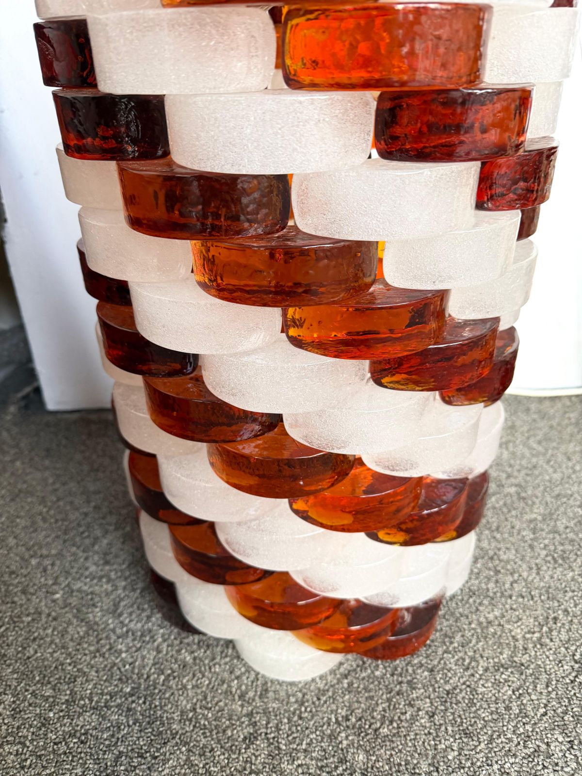 Mid Century Modern Glass Cube Tower Floor Lamp By Poliarte, Italy, 1970s photo vinterior