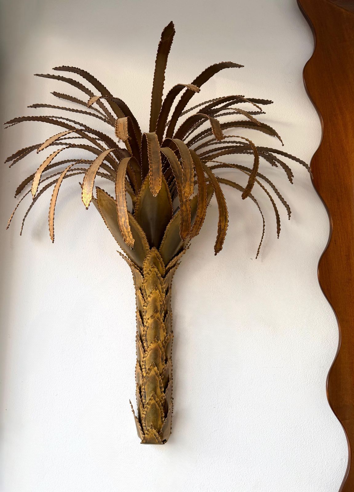 photo for sale Pair Of Brass Palm Tree Sconces By Maison Jansen, France, 1970s