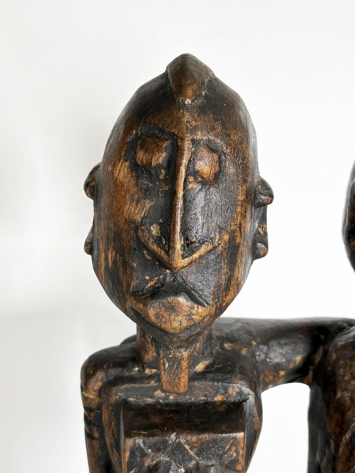 African Couple Sculpture In Patinated Black Wood, 1960, France photo 480.0