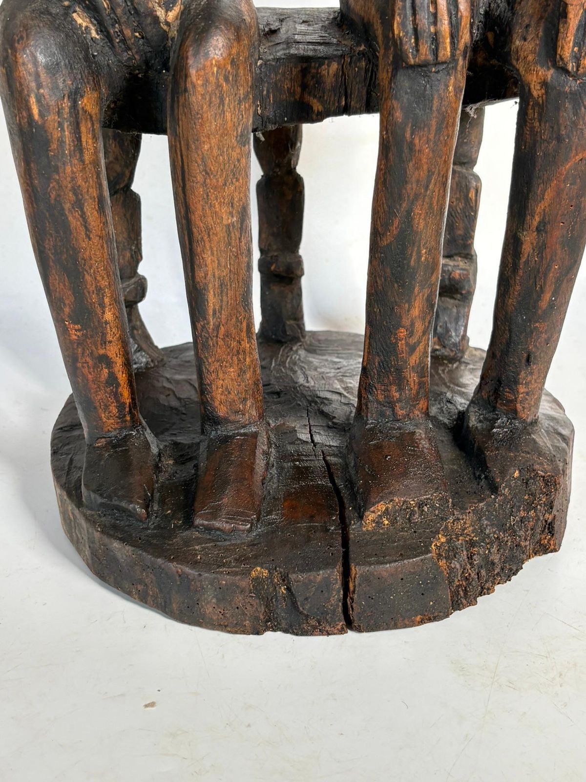 African Couple Sculpture In Patinated Black Wood, 1960, France photo vintage