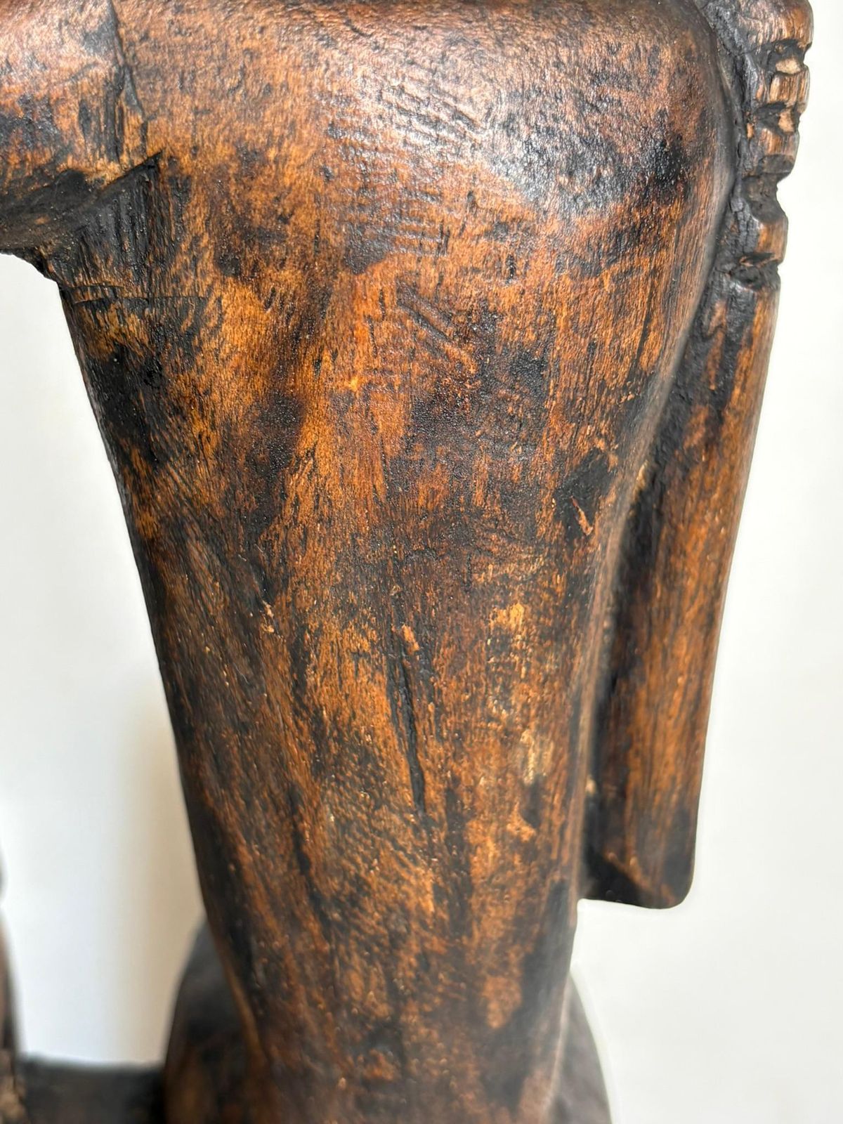 Art African Couple Sculpture In Patinated Black Wood, 1960, France photo