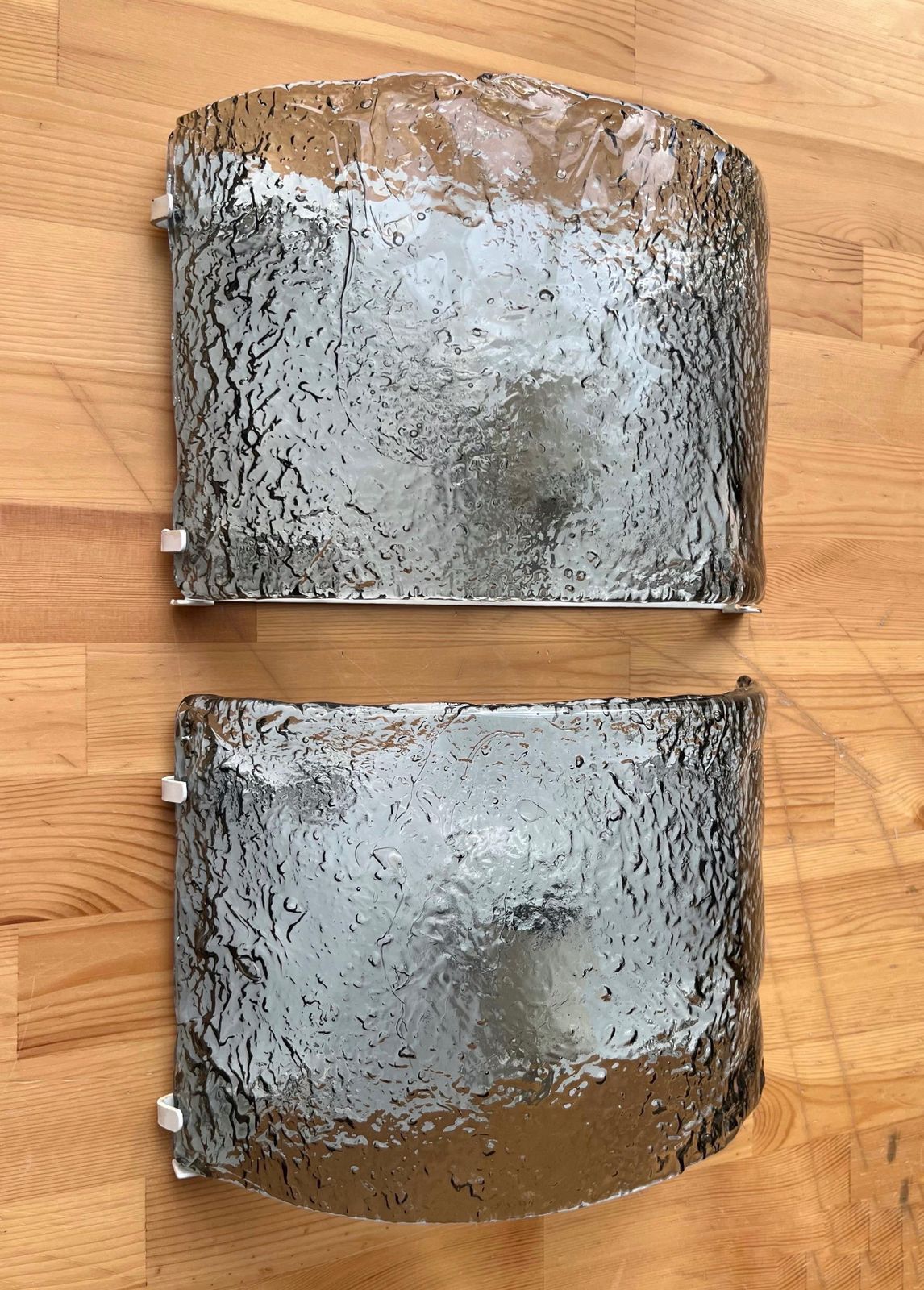 Pair Of Italian Grey Murano Glass Wall Sconces By Carlo Nason For Mazzega, 1970s photo furniture