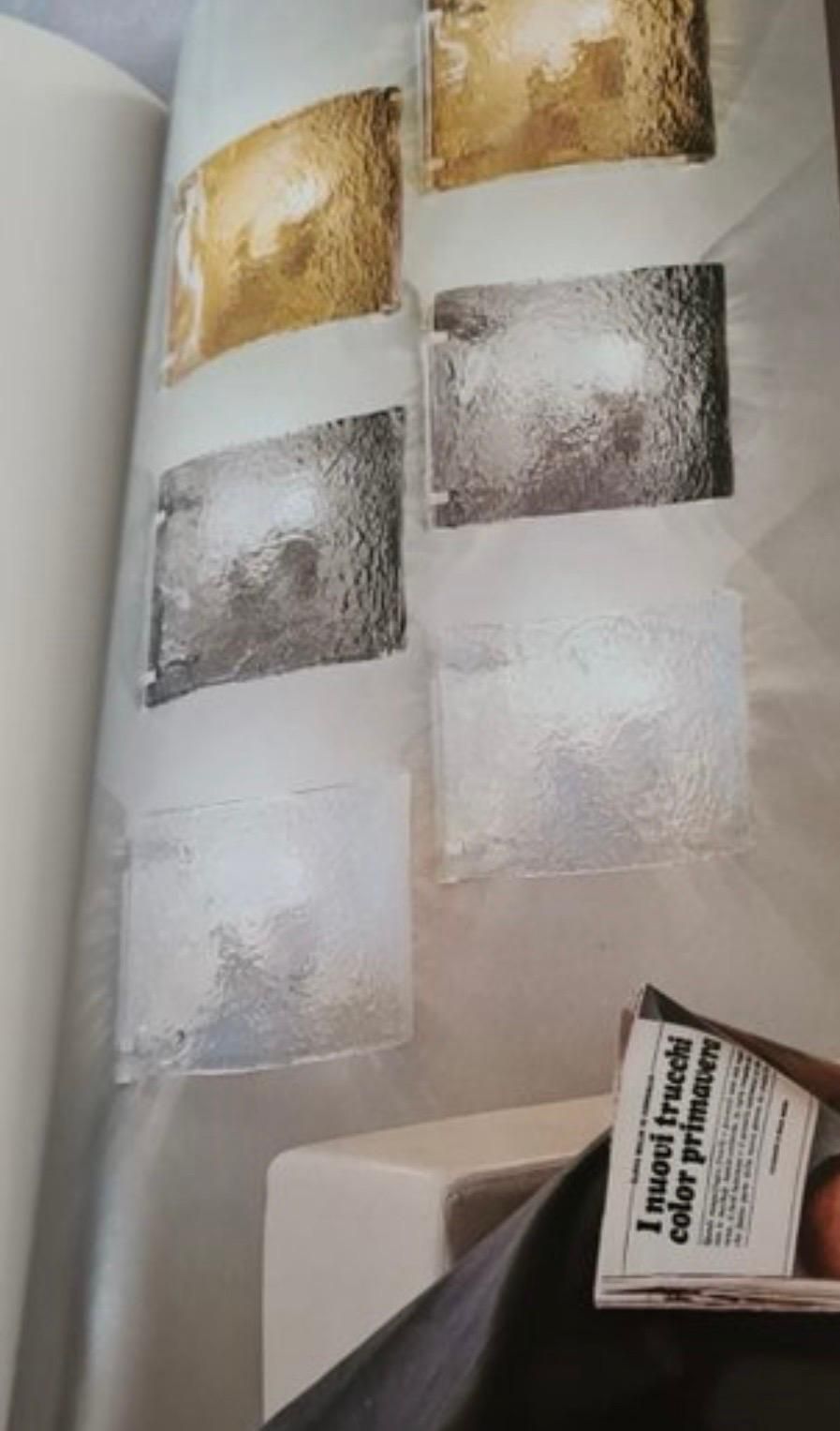 Pair Of Italian Grey Murano Glass Wall Sconces By Carlo Nason For Mazzega, 1970s photo for sale